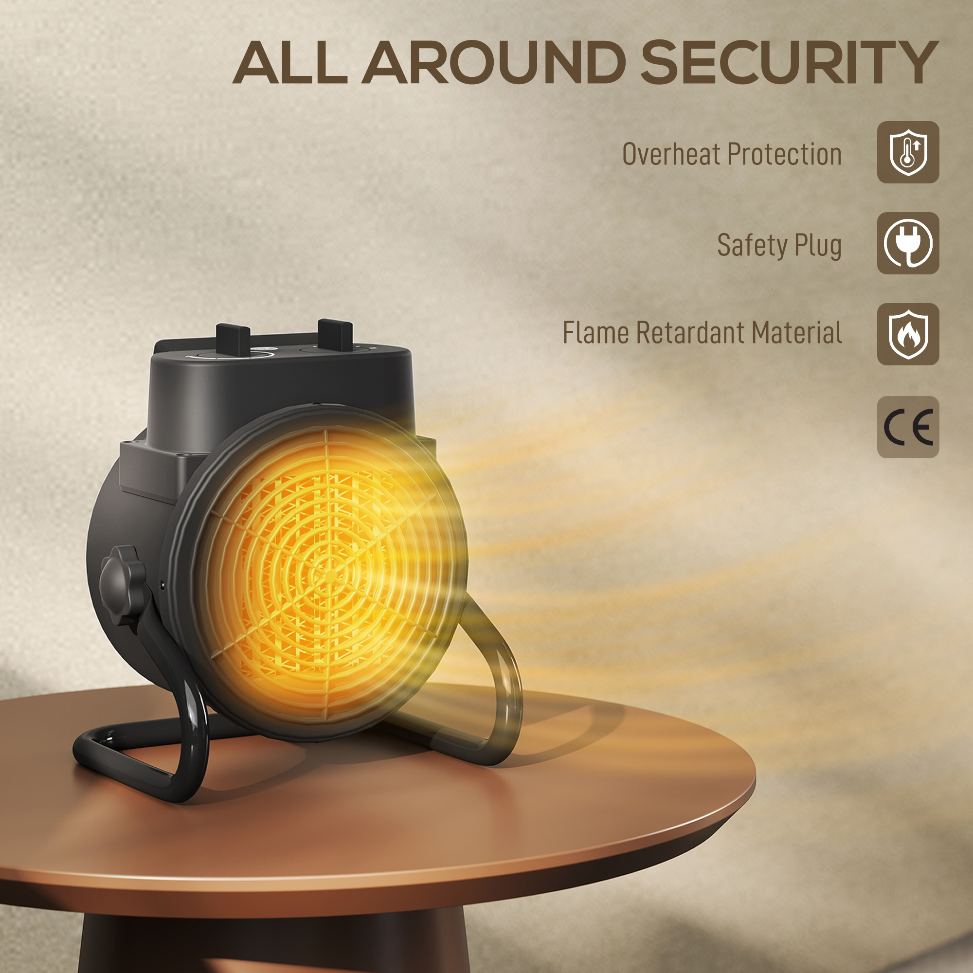  incalzitor electric reglabil cu 3 moduri, 21.5x15.8x22 cm, Negru [6]