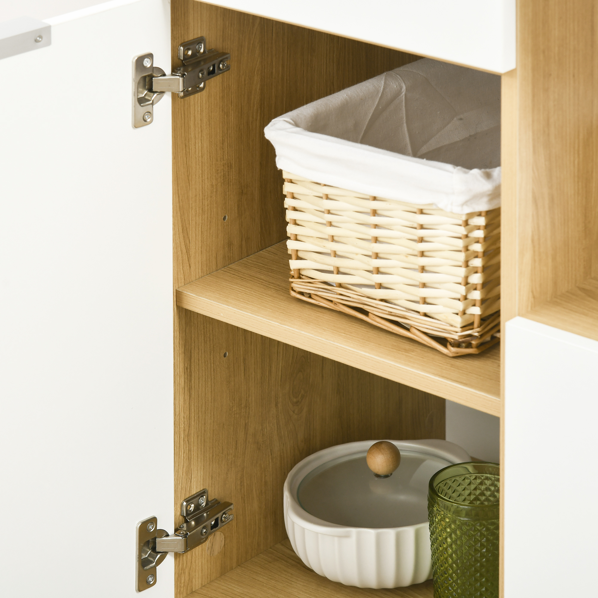  Bufet de bucatarie din PAL cu dulapuri, sertare, rafturi reglabile si cuier, 93x40x180 cm [8]