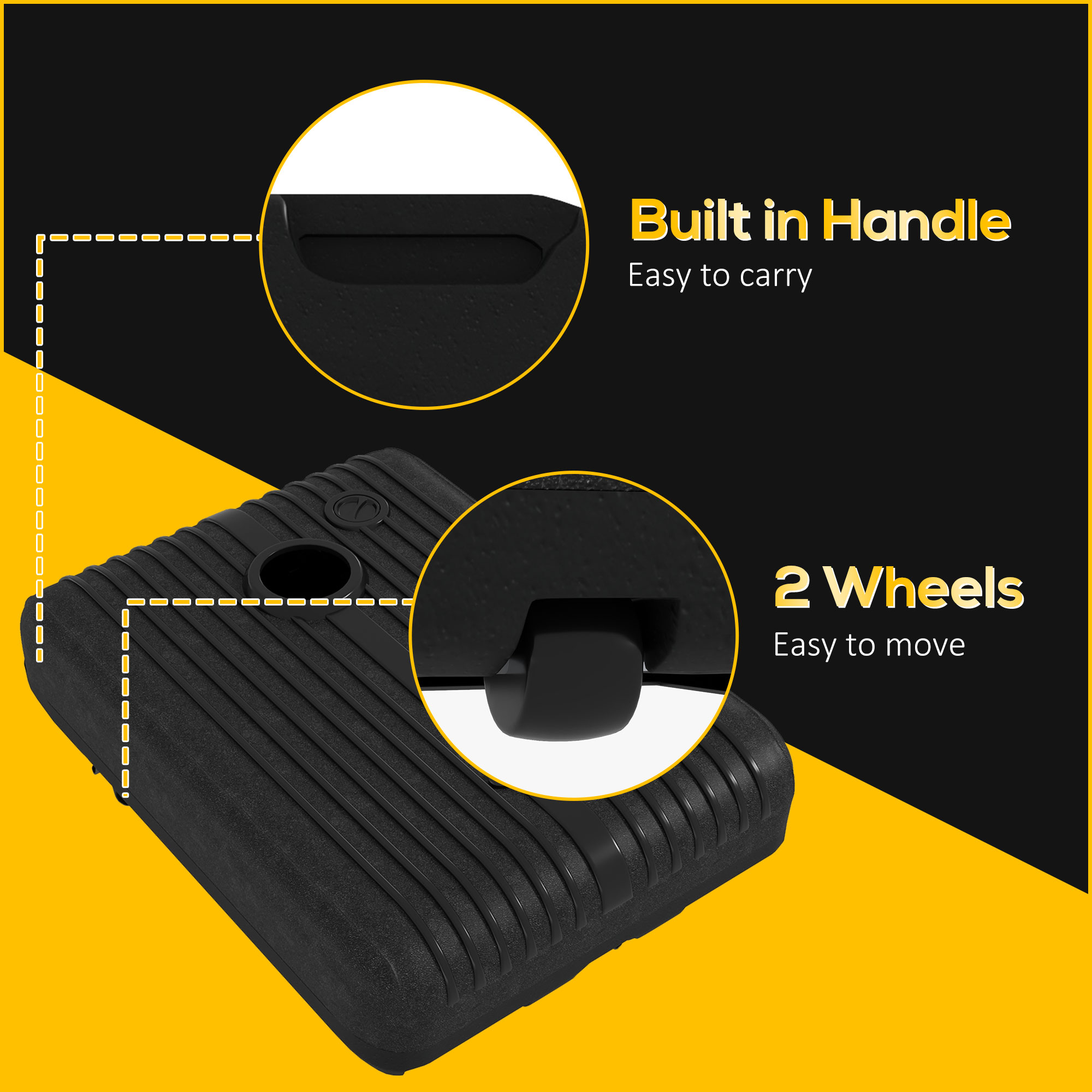 Baza  pentru Umbrela de Gradina Umpluta cu Apa si Nisip 70-90 kg, Roti si Maner din HDPE, 80x60 cm, Negru [6]