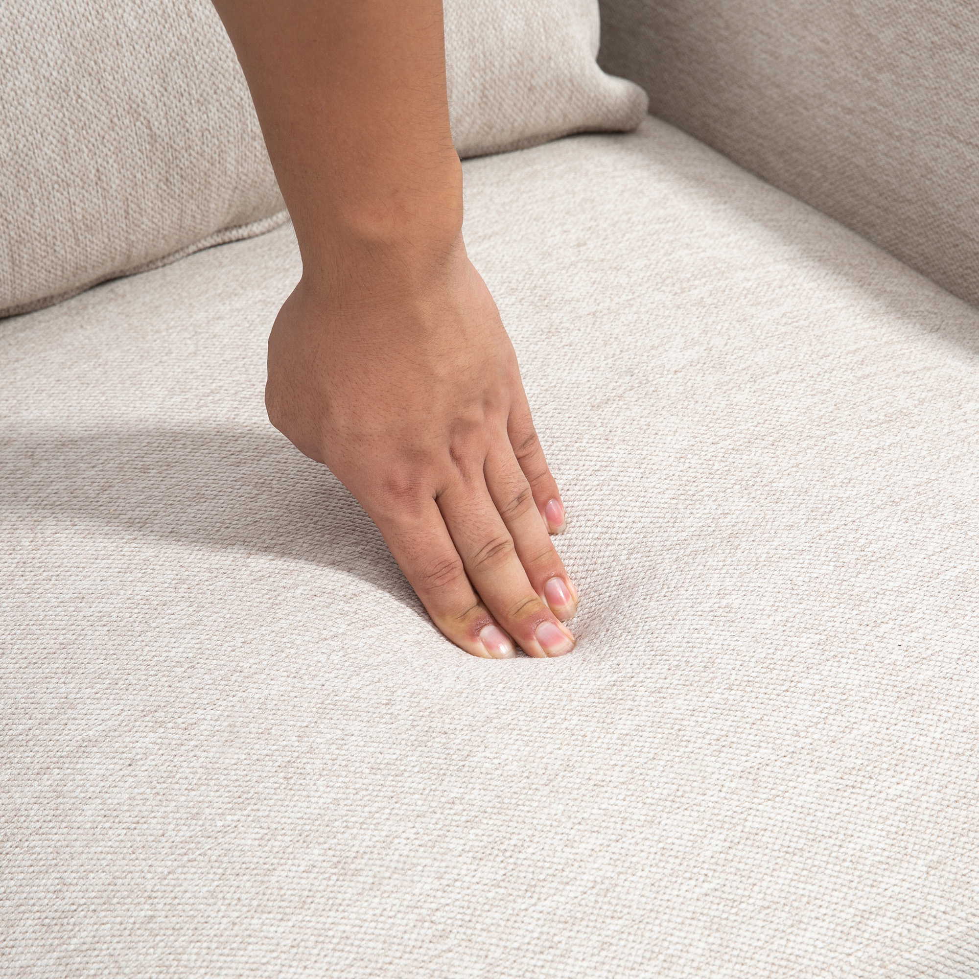  Scaun de Efect din Panza Fotoliu Fotoliu Modern pentru Camera de Zi cu Picioare din Otel Perne pentru Dormitor Alb crem fotoliu pentru oaspeti sufragerie camera de zi dormitor dormitor interior casa [8]