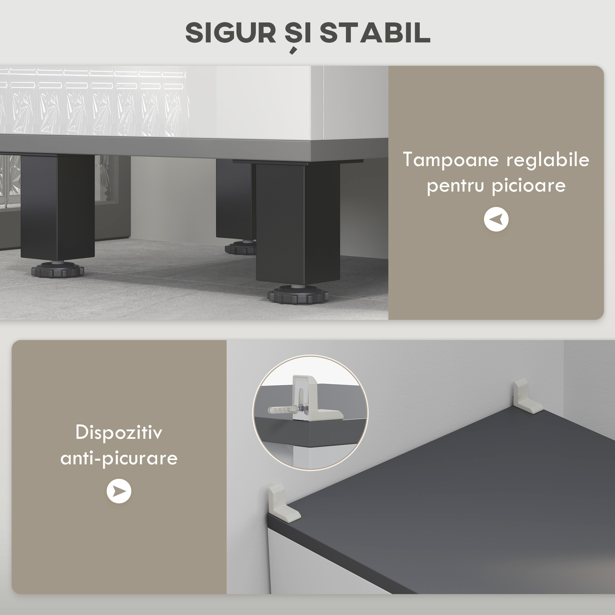  Coloana de Baie Moderna cu Sertar, 2 Dulapuri, 2 Usi si Rafturi Reglabile, Mobilier de Baie, 34x34x190 cm, Alb [5]