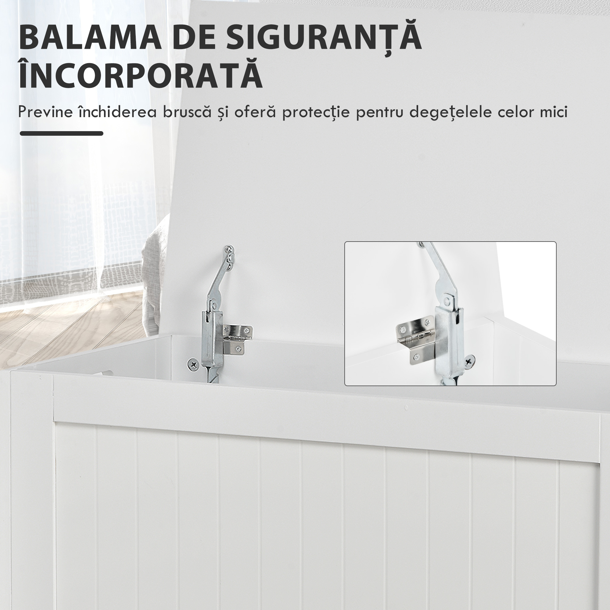  Banca de Depozitare din MDF Deschidere cu Blocare de siguranta 81x40x46cm [4]