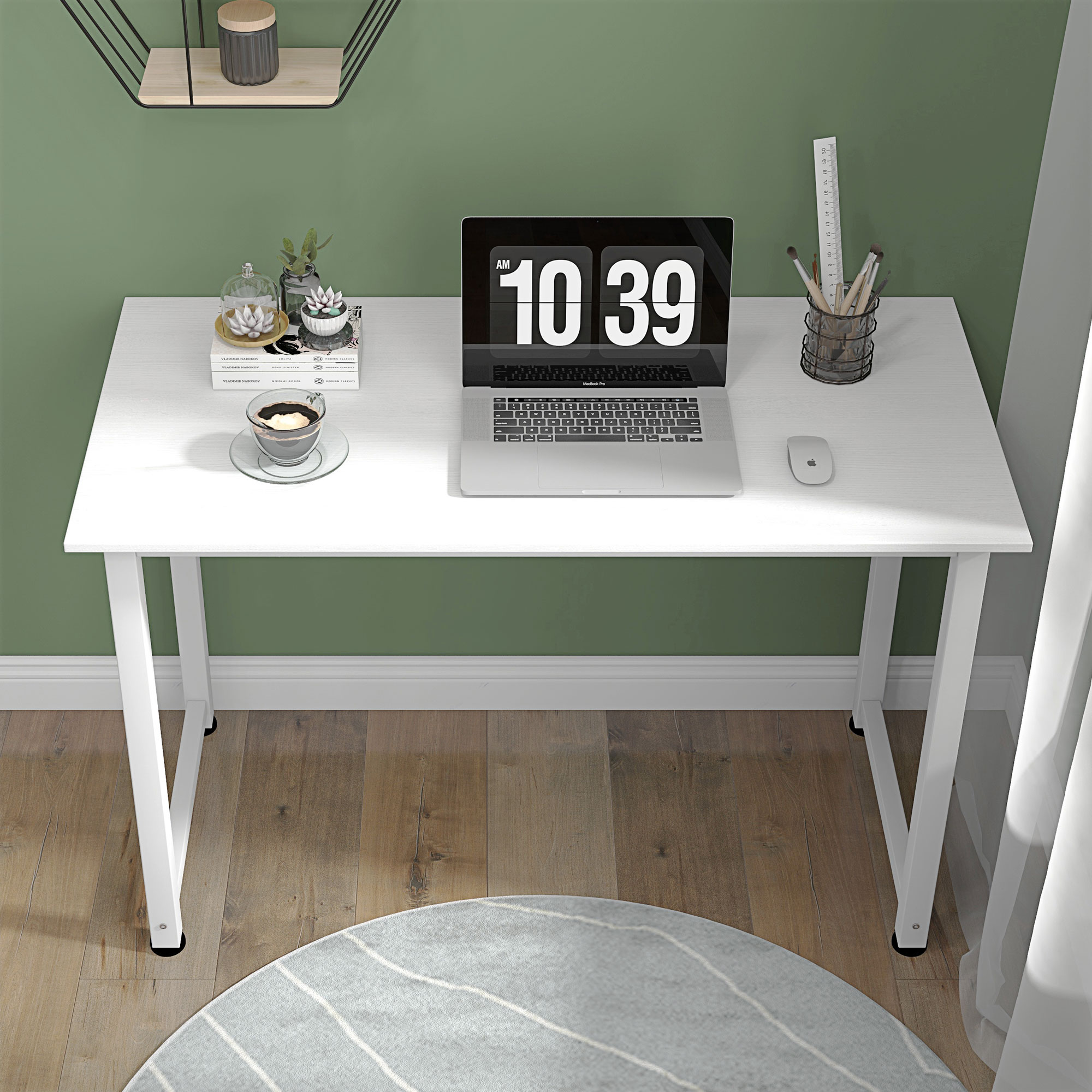  Birou pentru Computer cu Picioare Reglabile, 120x60x76 cm, Alb [8]