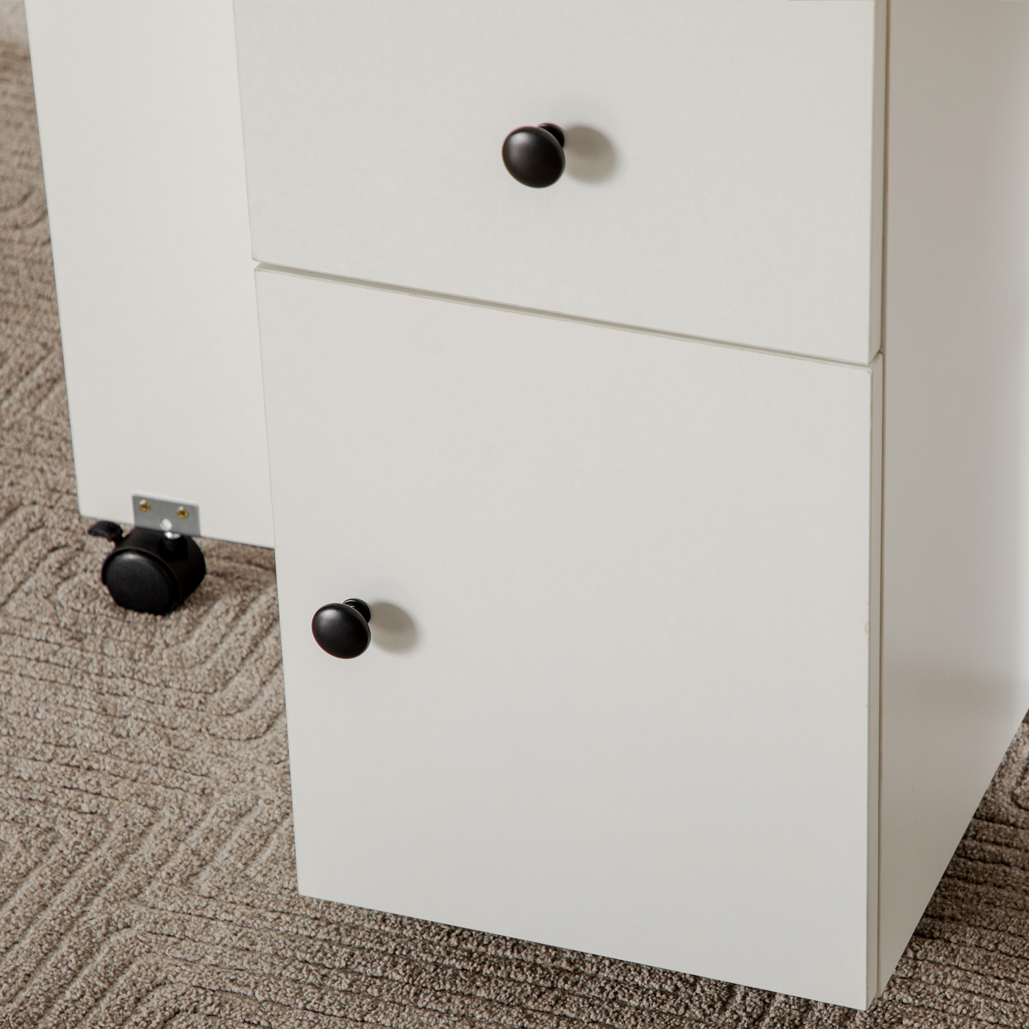  Masa pliabila pentru maximum 6 persoane, cu 2 sertare, dulap si raft, din PAL, 120x60x76.5 cm, alb [8]