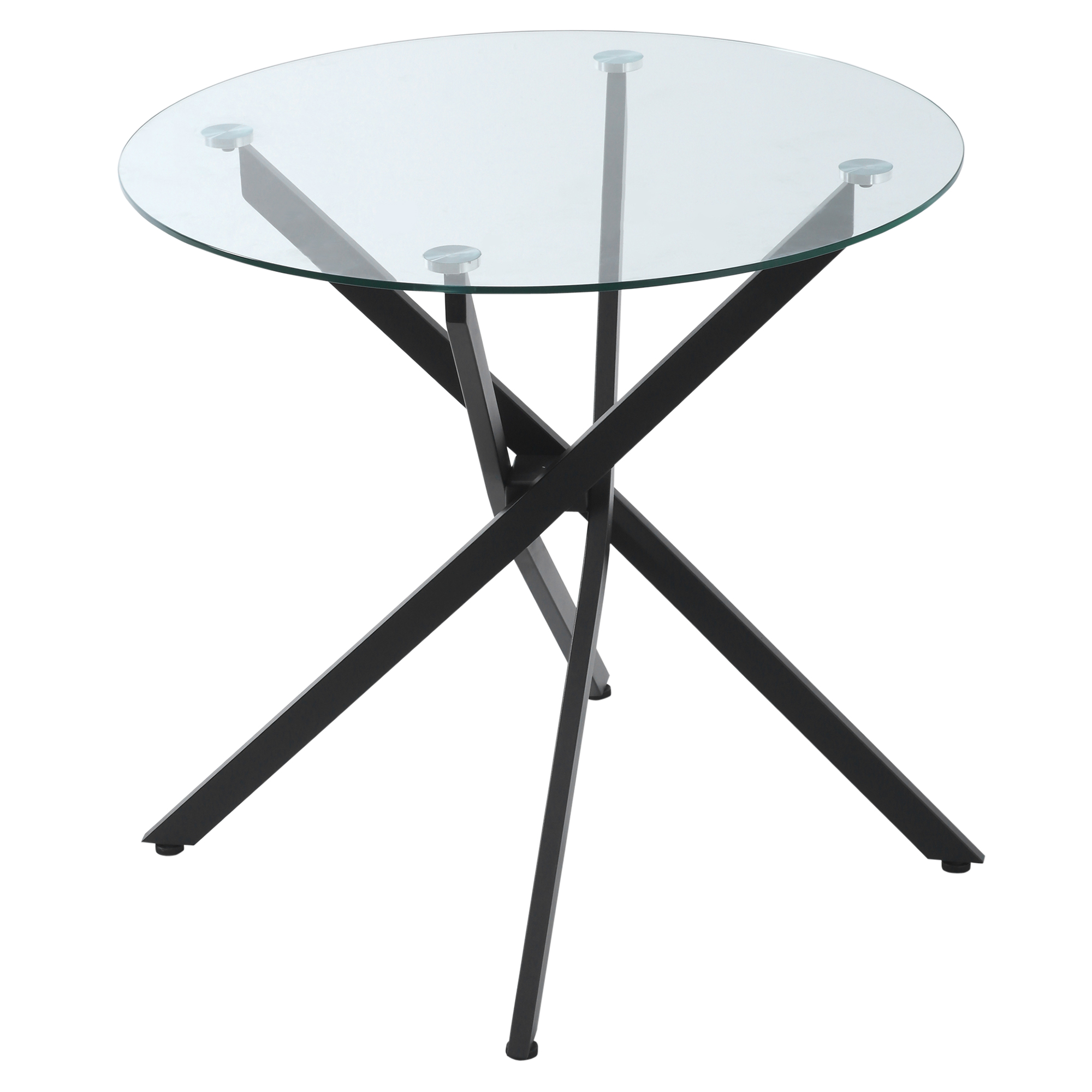 Mobila living -  Masa Rotunda 80×80×75 cm - Sticla Eleganta & Picioare Metal