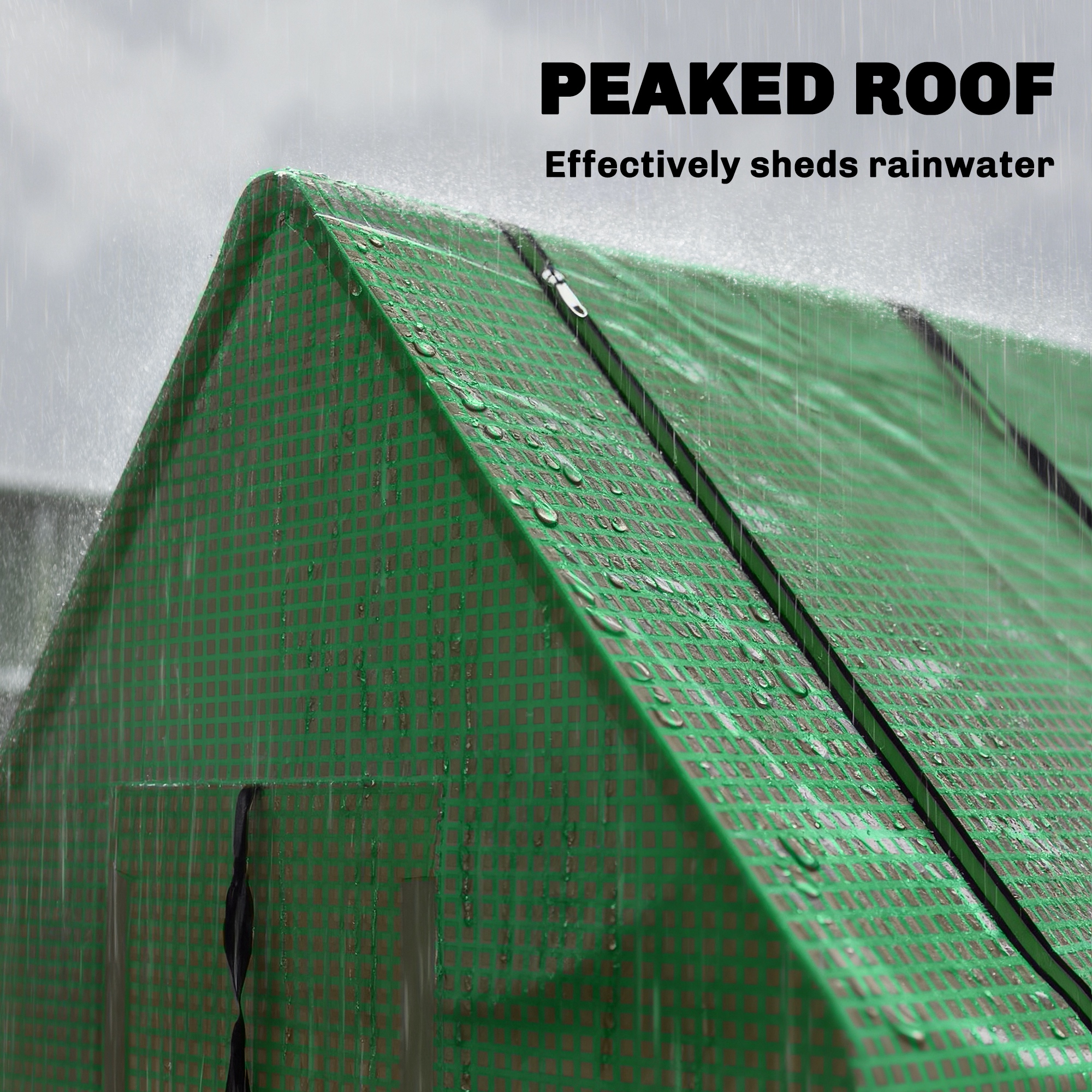  Sera Mica cu 2 Ferestre Laterale si Fereastra Centrala, din Otel, PE si PP, 240x90x90 cm, Verde [7]