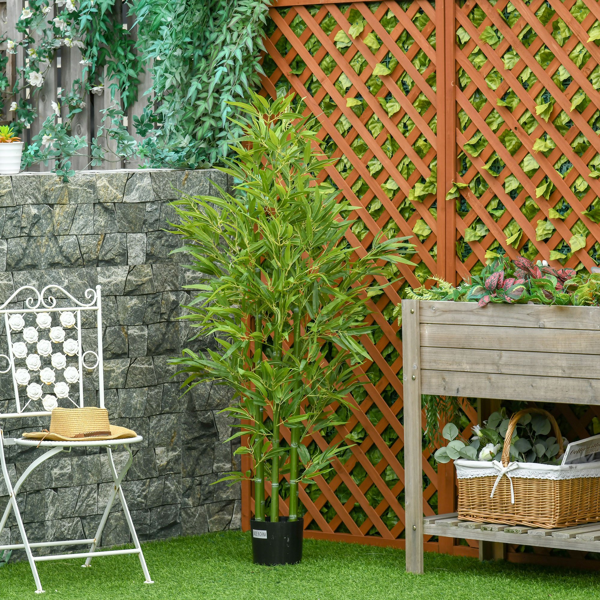  Planta Artificiala de Bambus 150 cm Inaltime cu Ghiveci Inclus pentru Interior si Exterior - Verde [3]