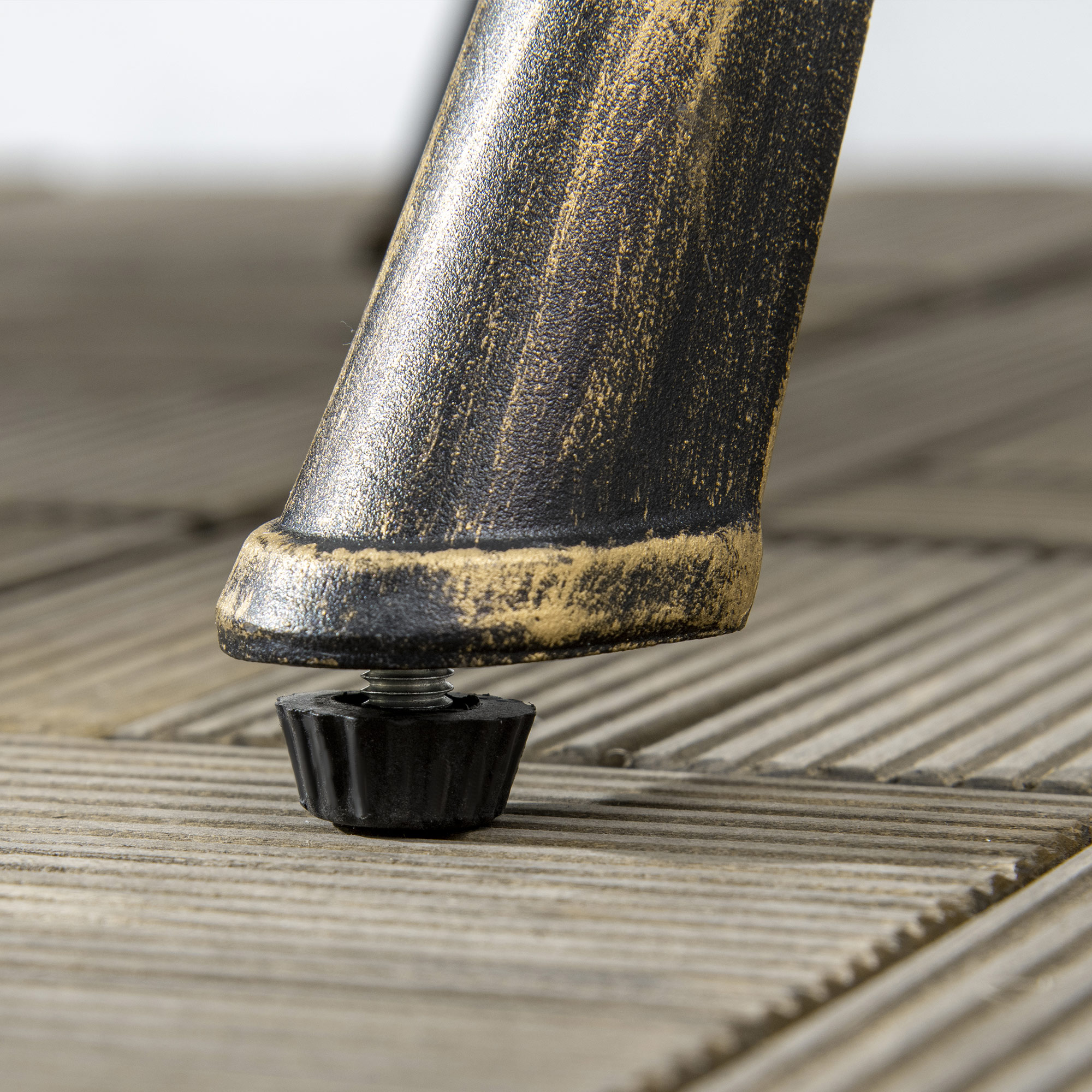  Set de Exterior 3 Piese din Aluminiu cu 2 Scaune de Gradina si Masa Rotunda cu Orificiu pentru Umbrela, Bronz [8]