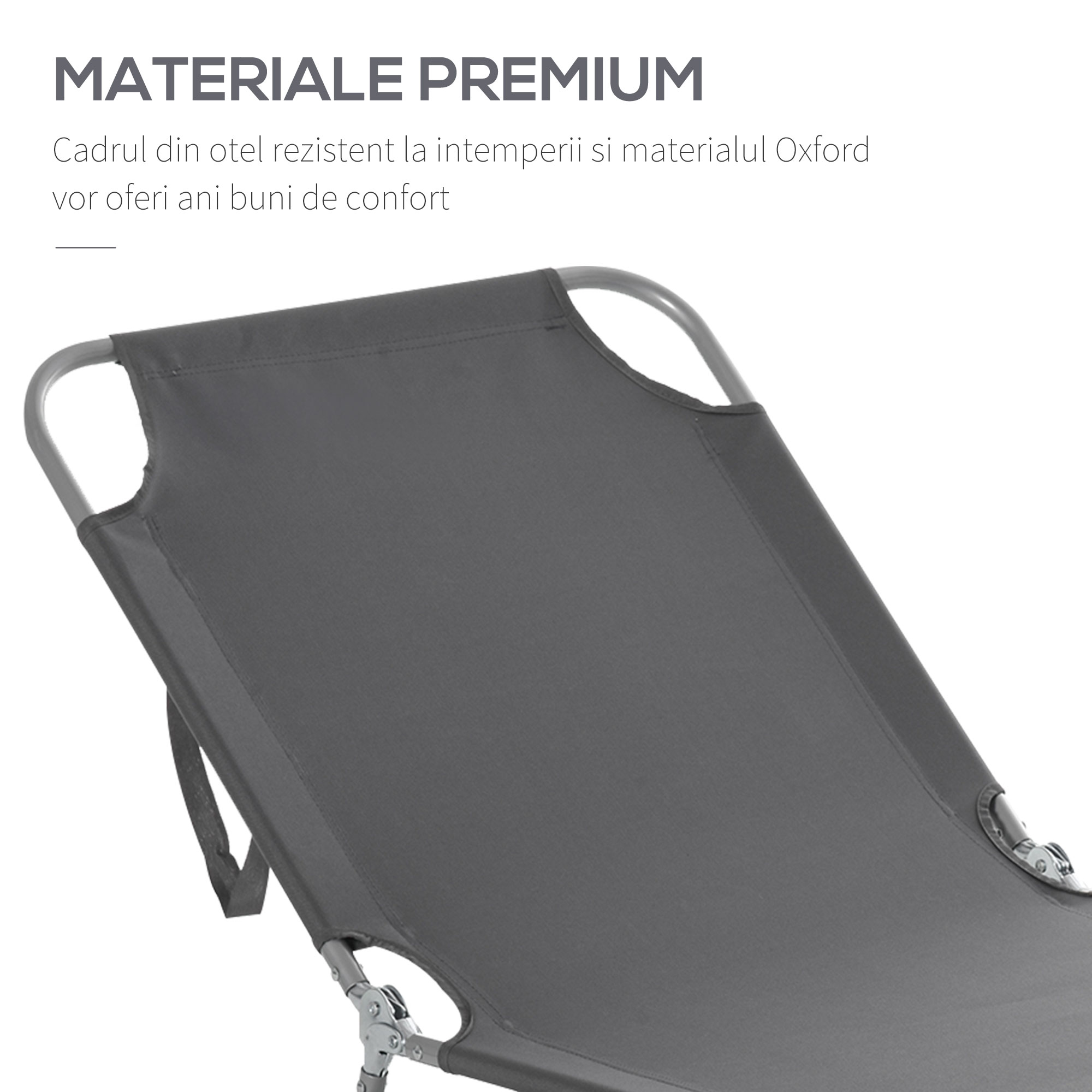  Sezlong pentru Gradina Pliabil din Metal si Tesut Oxford Respirabil [5]