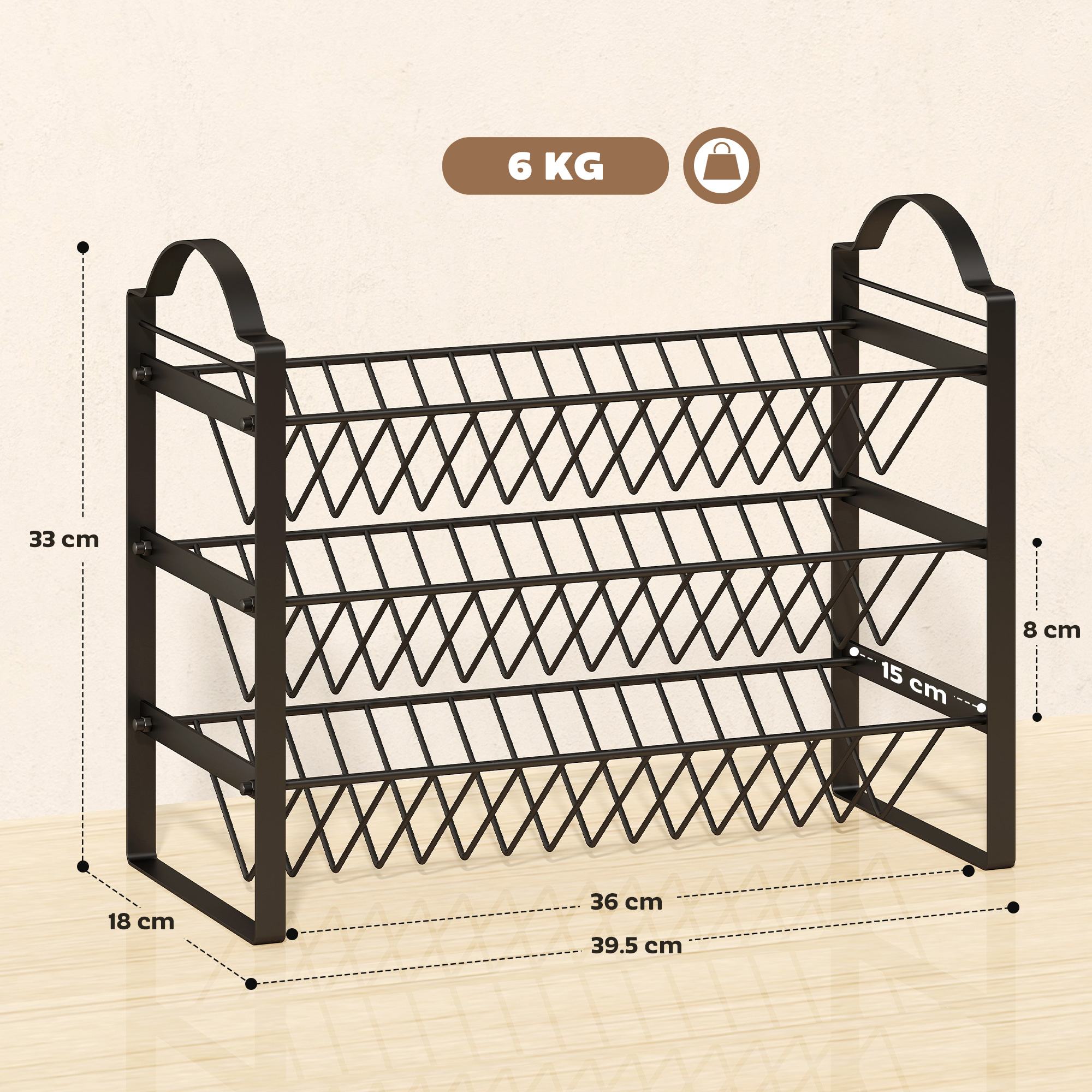  Suport pentru Condimente de Bucatarie cu 3 Rafturi inclinate din Metal Negru [2]