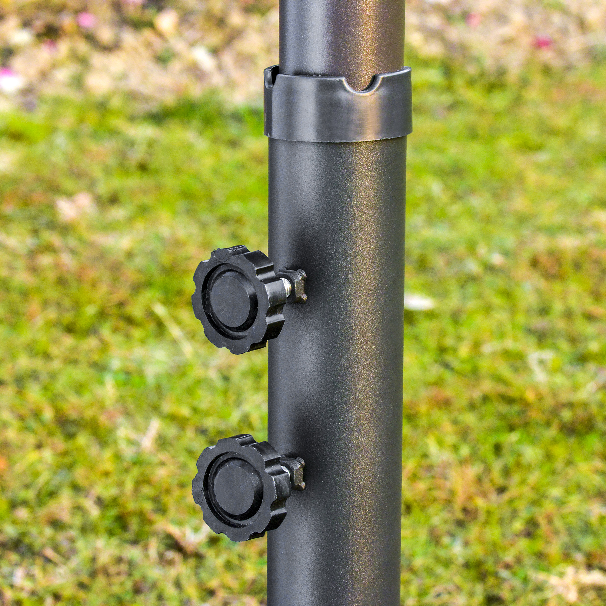  Umbrela Dubla cu 12 Spite, Baza in Cruce si Manivela, din Otel si Poliester, 455x265x238 cm, Bej [8]