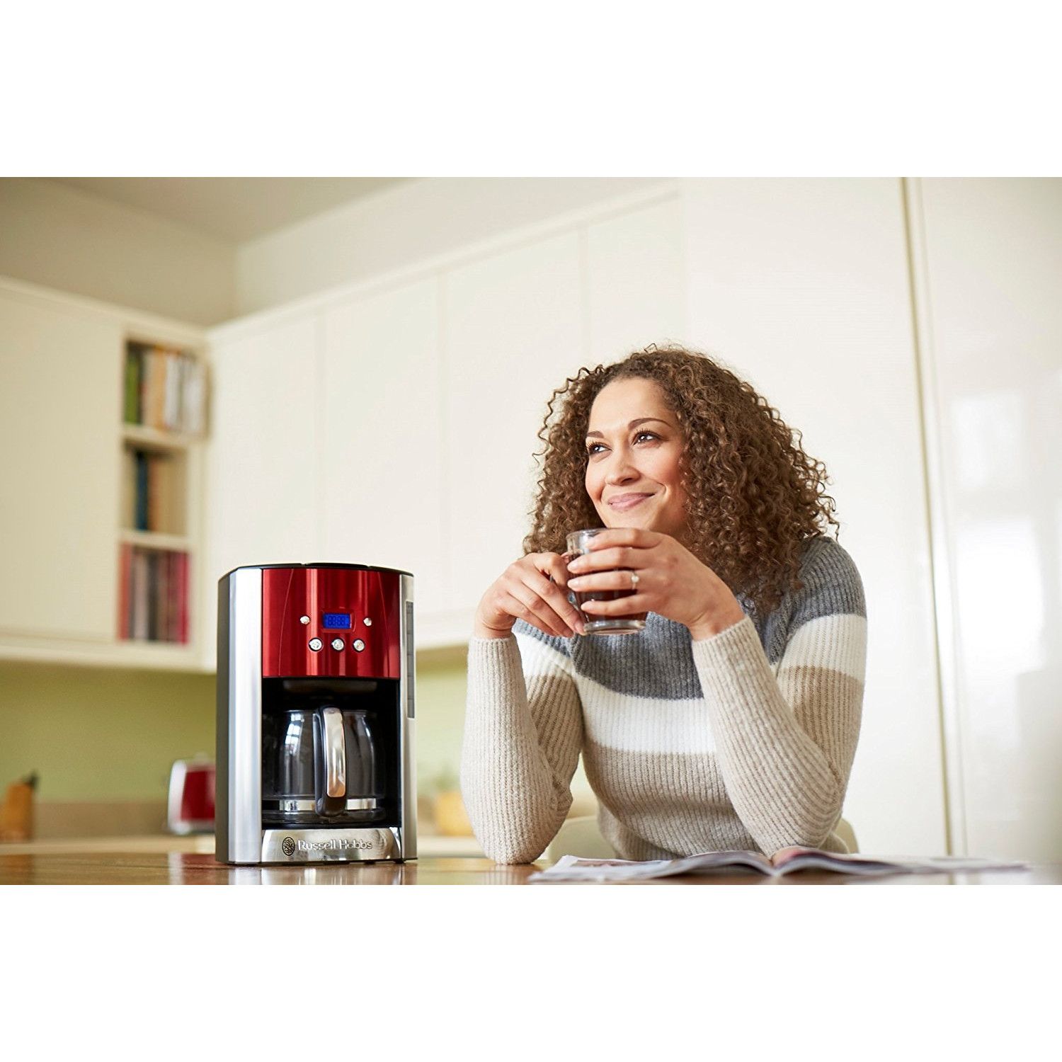 Cafetiera Russell Hobbs Luna, 1.25L, filtru permanent, plita mentinere cald, design elegant, rosu [3]