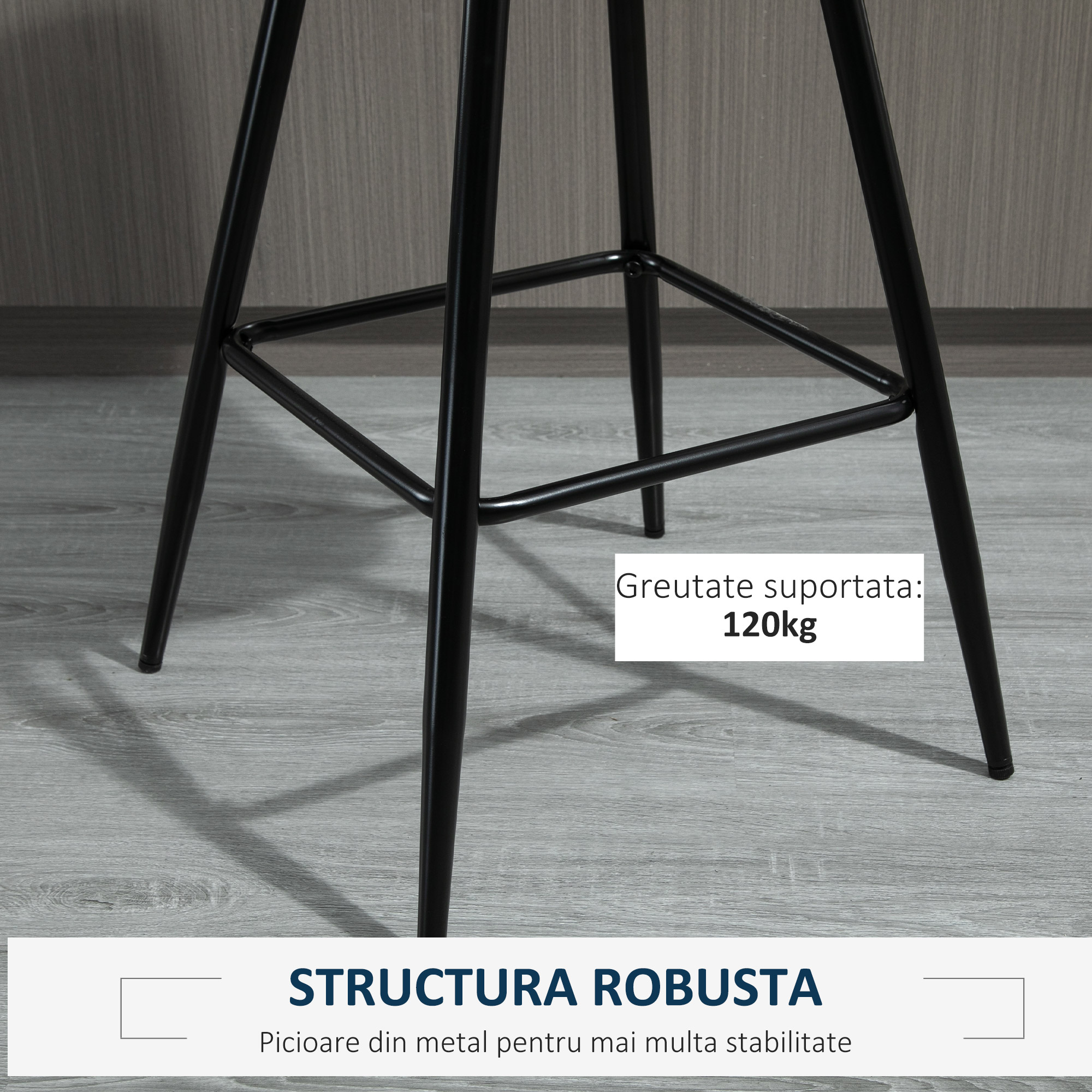  Set 2 Scaune Bar - Nordic, Catifea Albastra & Confort Sporit [5]