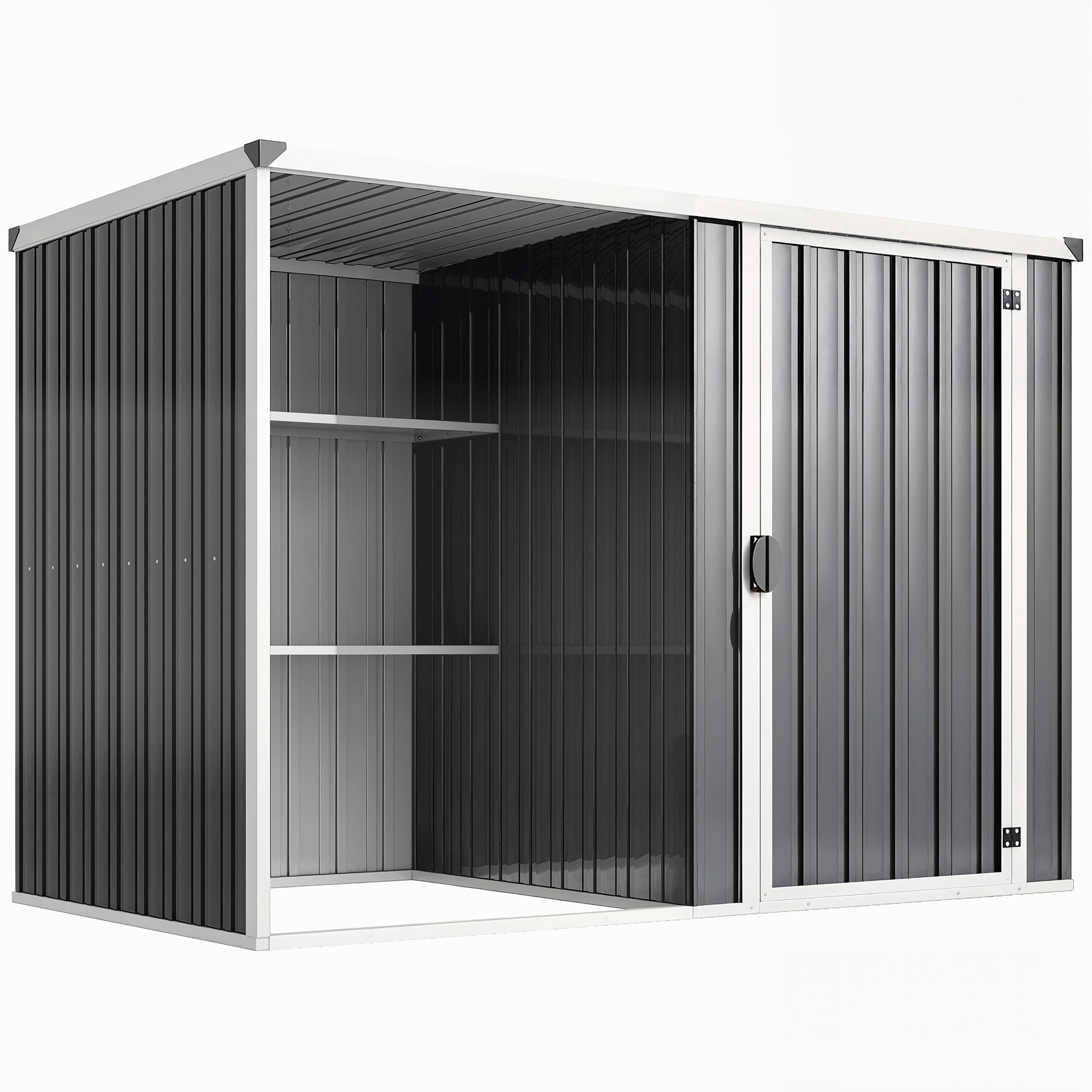 Gradina & balcon -  sopron de Gradina din Otel Galvanizat, Usa Blocabila, 231 x 125 x 162 cm, Gri inchis