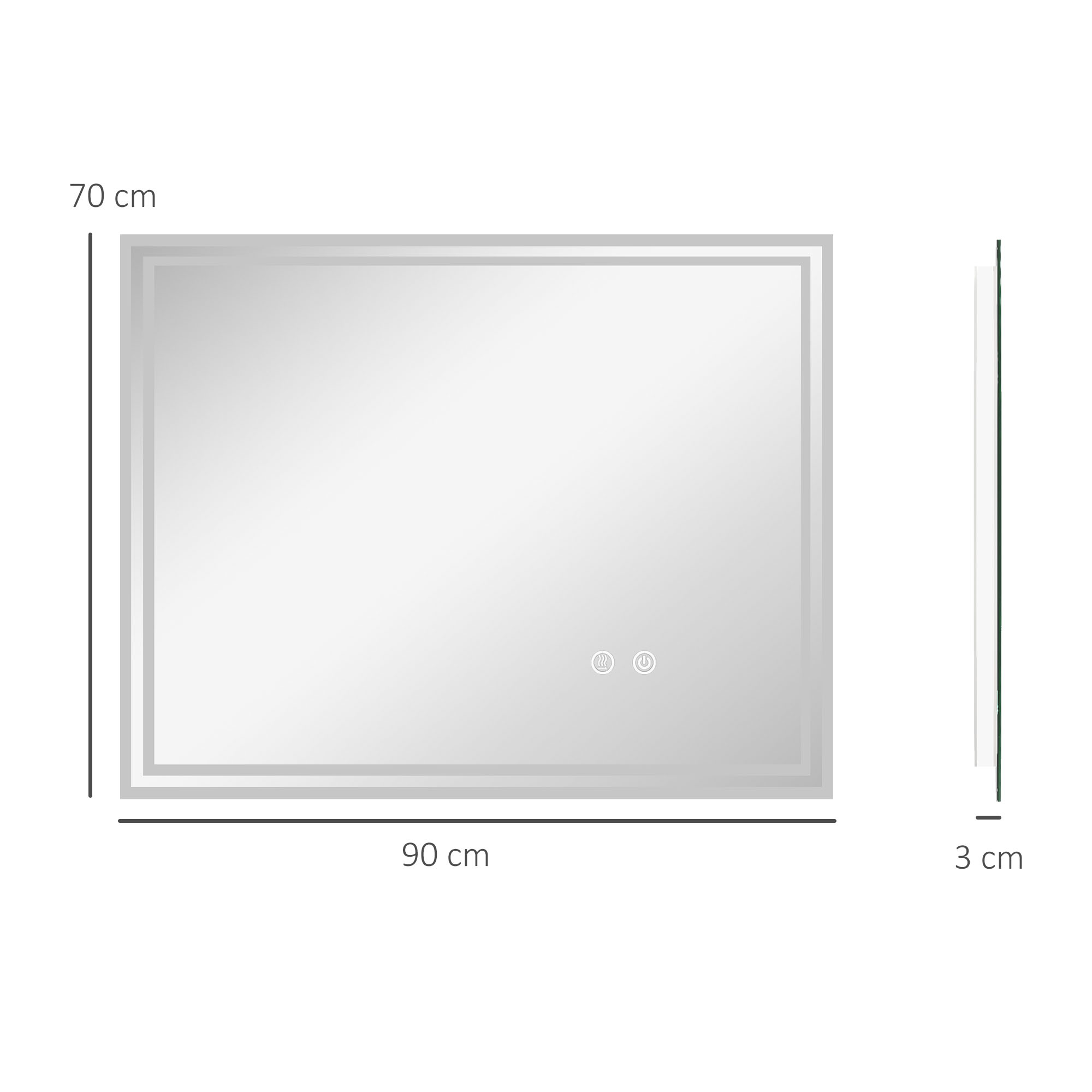  Oglinda de Baie cu Lumini LED, 90x70cm [2]