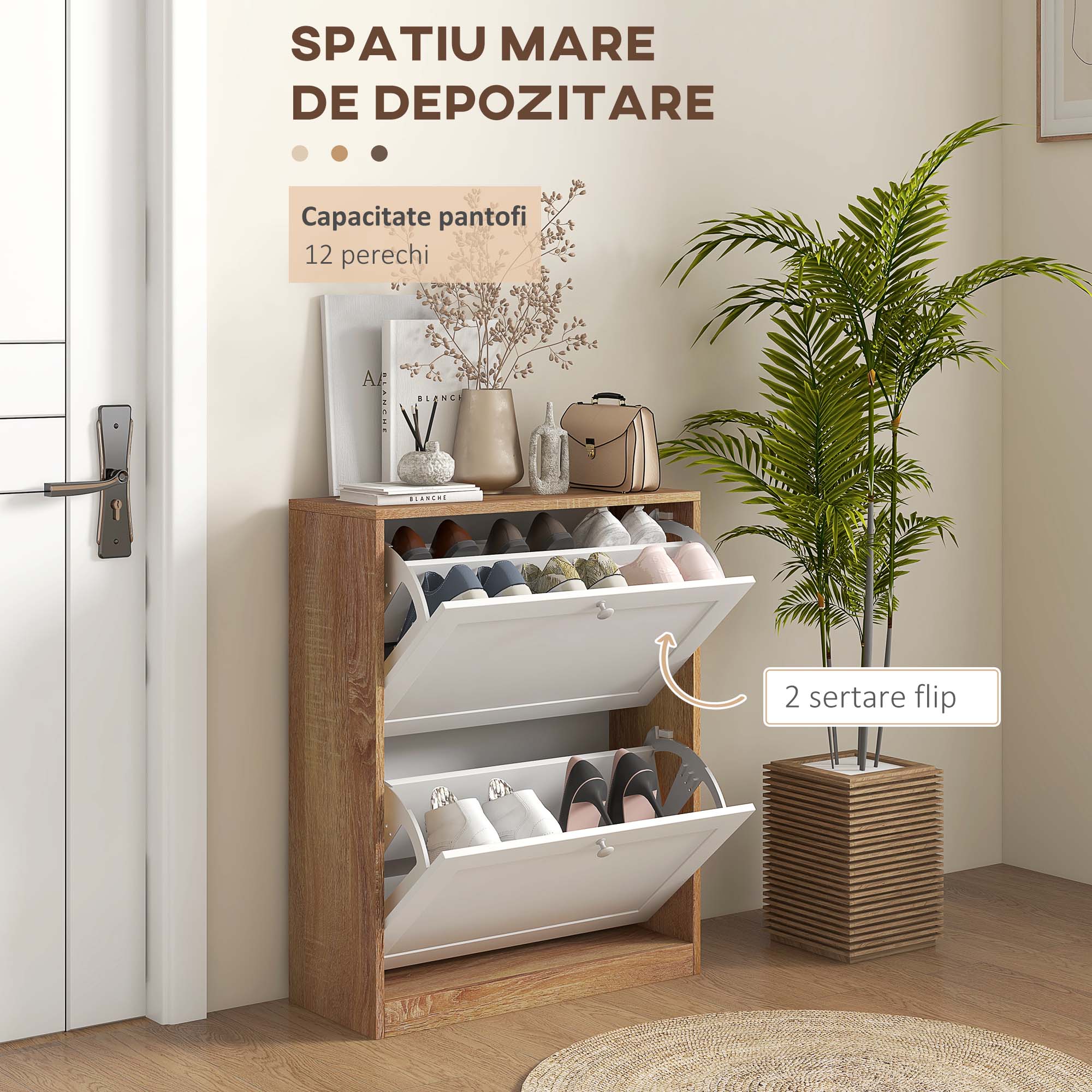  Dulap Pantofi ingust - 2 Sertare Rabatabile, Compact [3]