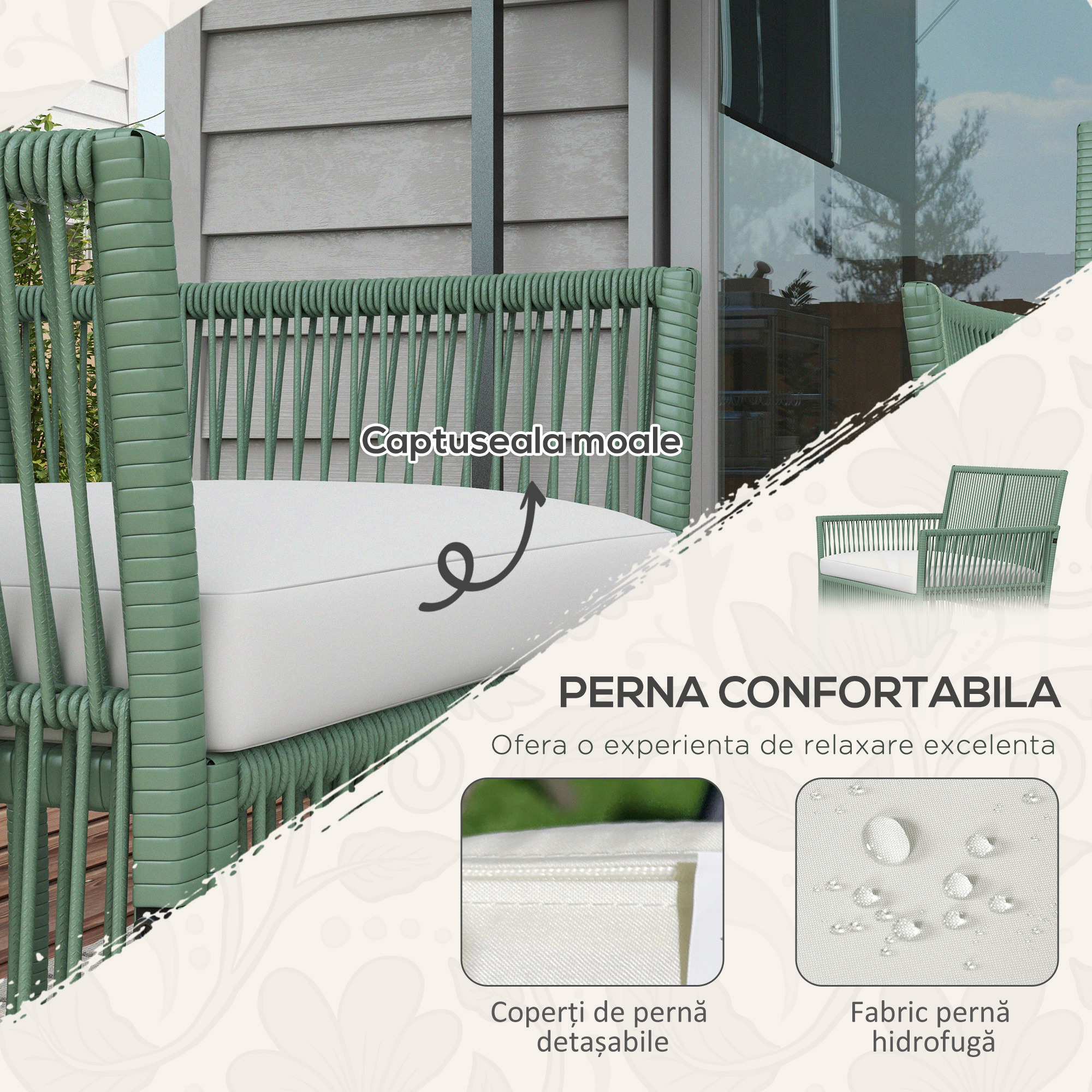  Set de Mobilier pentru Curte, Verde inchis [3]