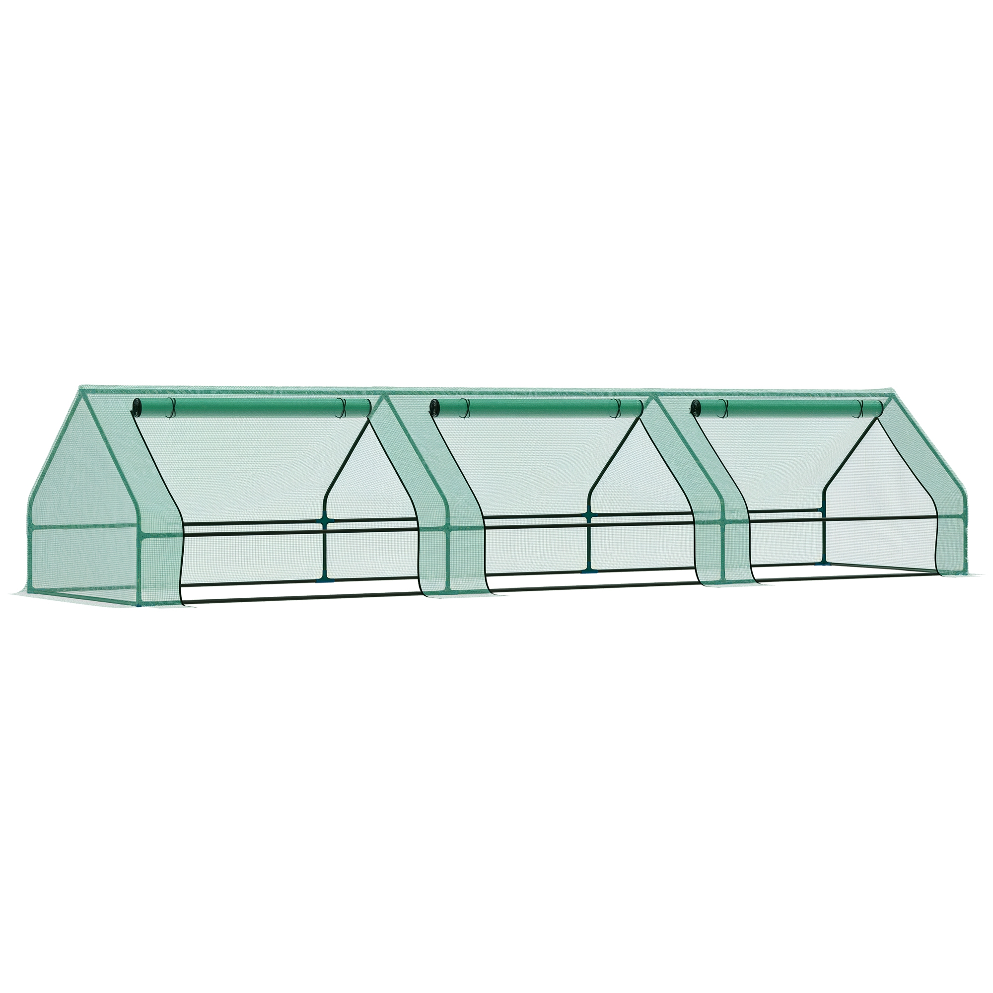 Gradina & balcon -  Sera pentru Gradina Impermeabila si Rezistenta la UV cu 3 Ferestre Rulante, 400x100x80 cm, Verde