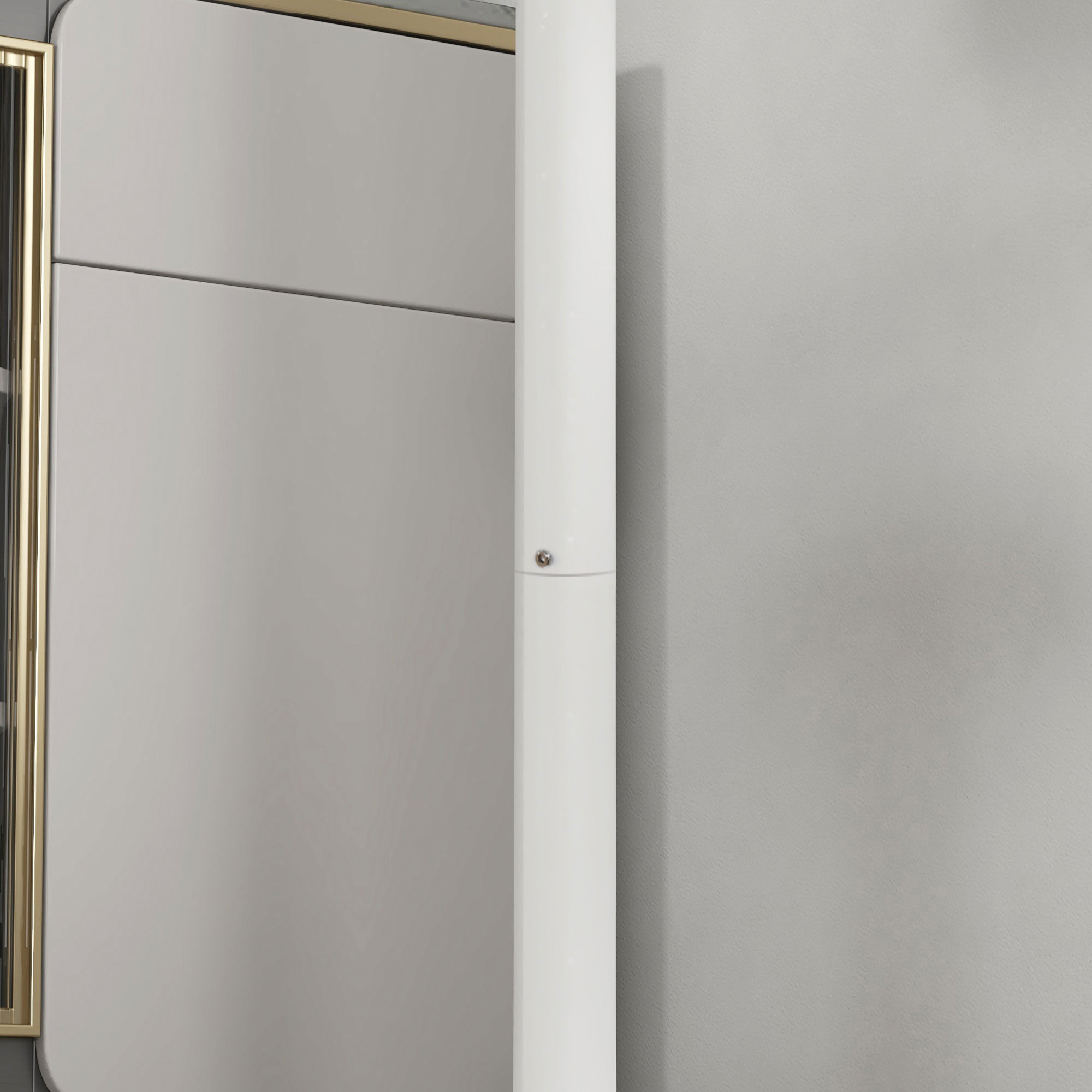 , Masa de Bar, Cu Blat Rotund si Baza, MDF, Otel, 60 x 60 x 102 cm, Alb [8]