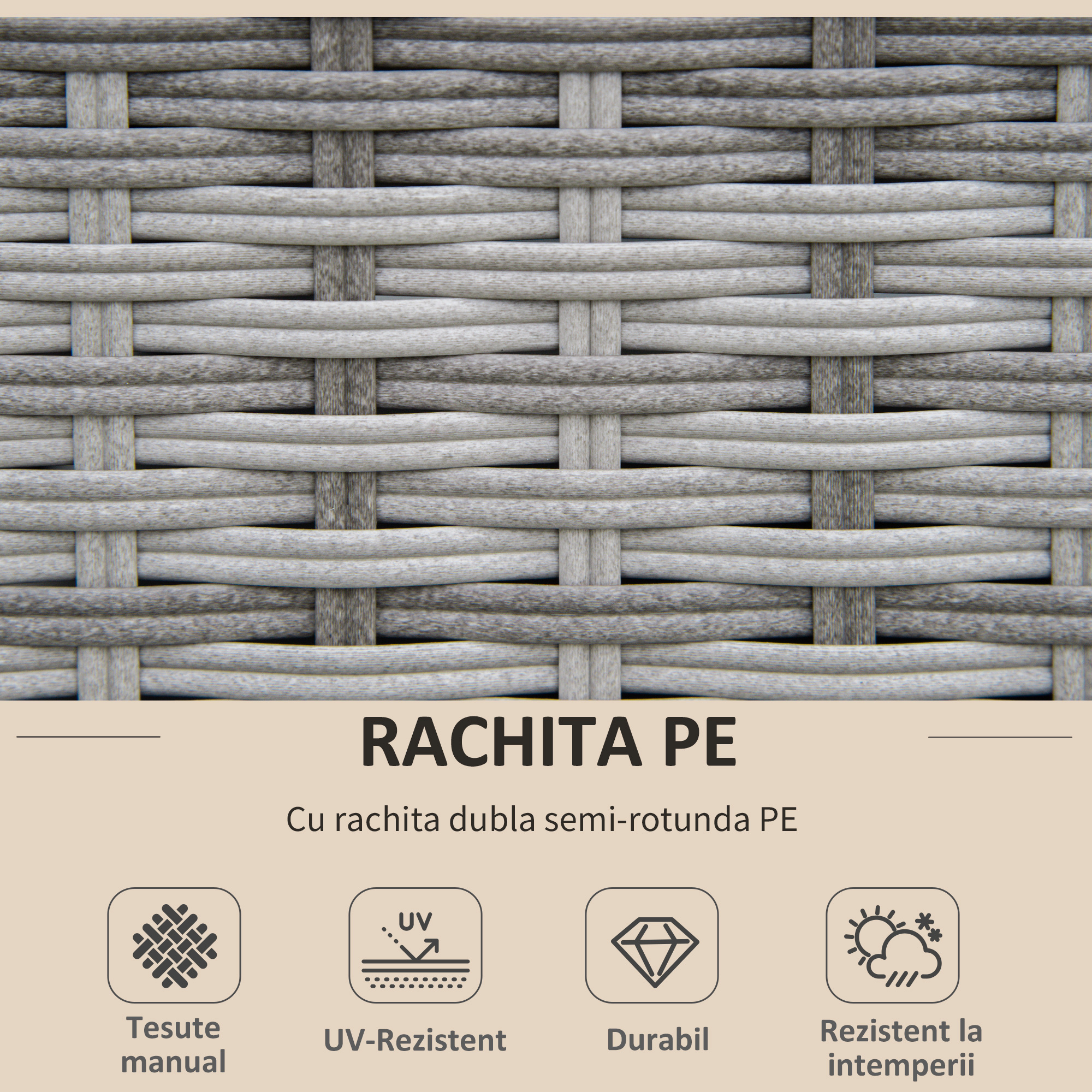  Living pentru gradina din Rattan PE din 8 Piese , Gri si Bej [4]