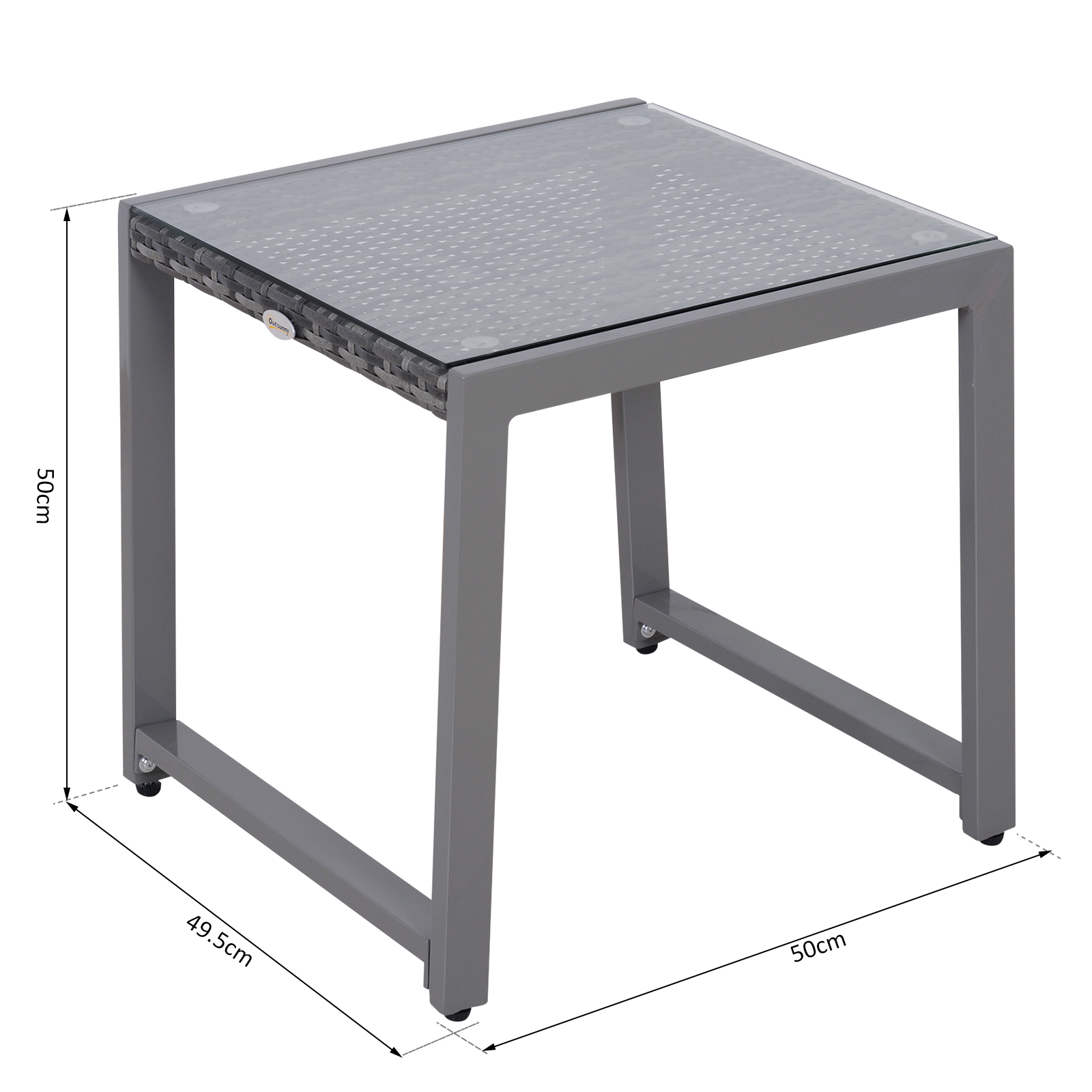  masuta exterior, blat sticla, 50x50x50cm, gri [2]