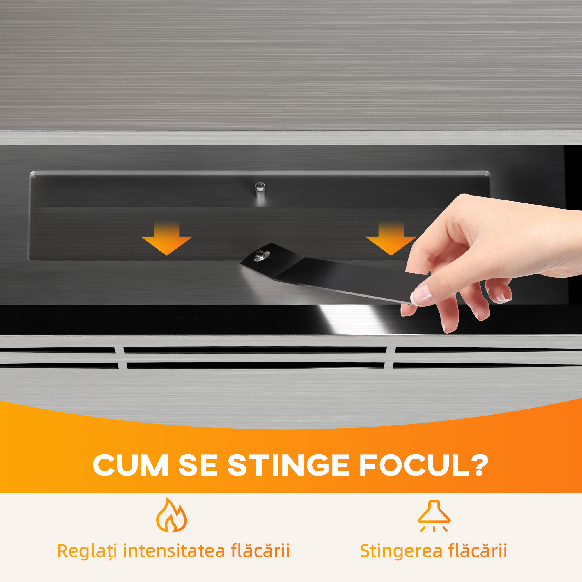  semineu pe Bioetanol incorporat din Otel, Capacitate 0,9L si Durata 3,3 Ore, 48x18x59 cm, Argintiu [4]