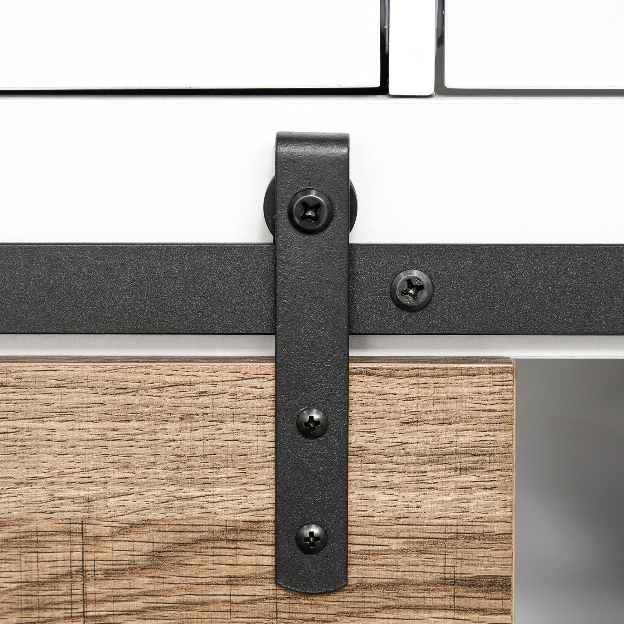  Dulap de Bucatarie Rustic cu 2 Sertare, Rafturi Deschise si Suport pentru Sticle, din Lemn si Metal, 80x39x86 cm [7]