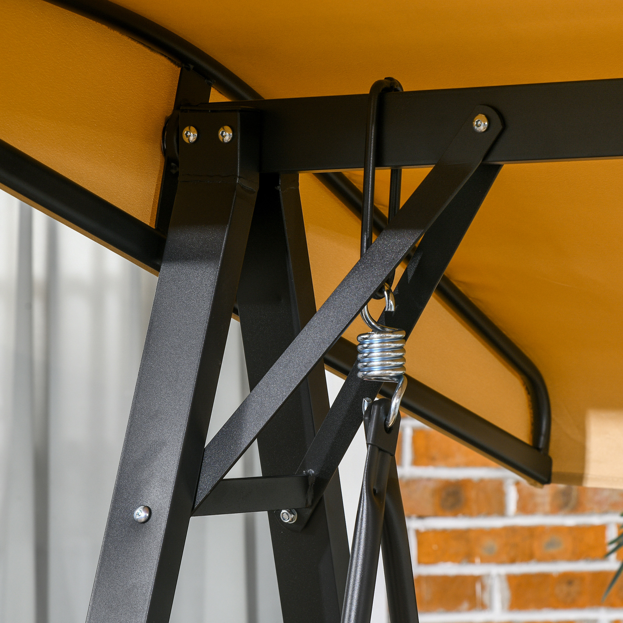  Balansoar de Gradina pentru 2 Persoane, Hamac de Exterior cu Cadru din Otel si Baldachin Reglabil pentru Terasa, 138x106x174 cm, Bej. [8]