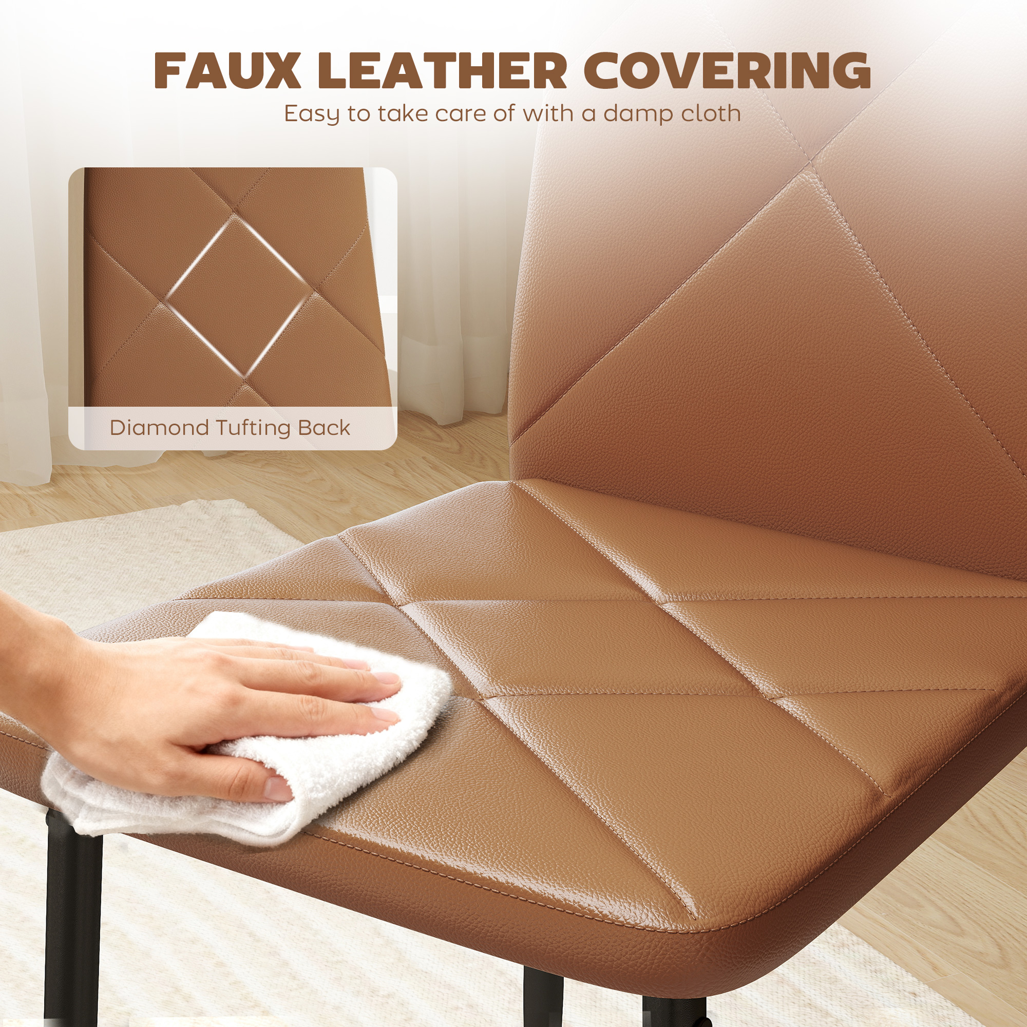  Set de 4 scaune de sufragerie cu spatar inalt, 41x50x97cm, maro [4]