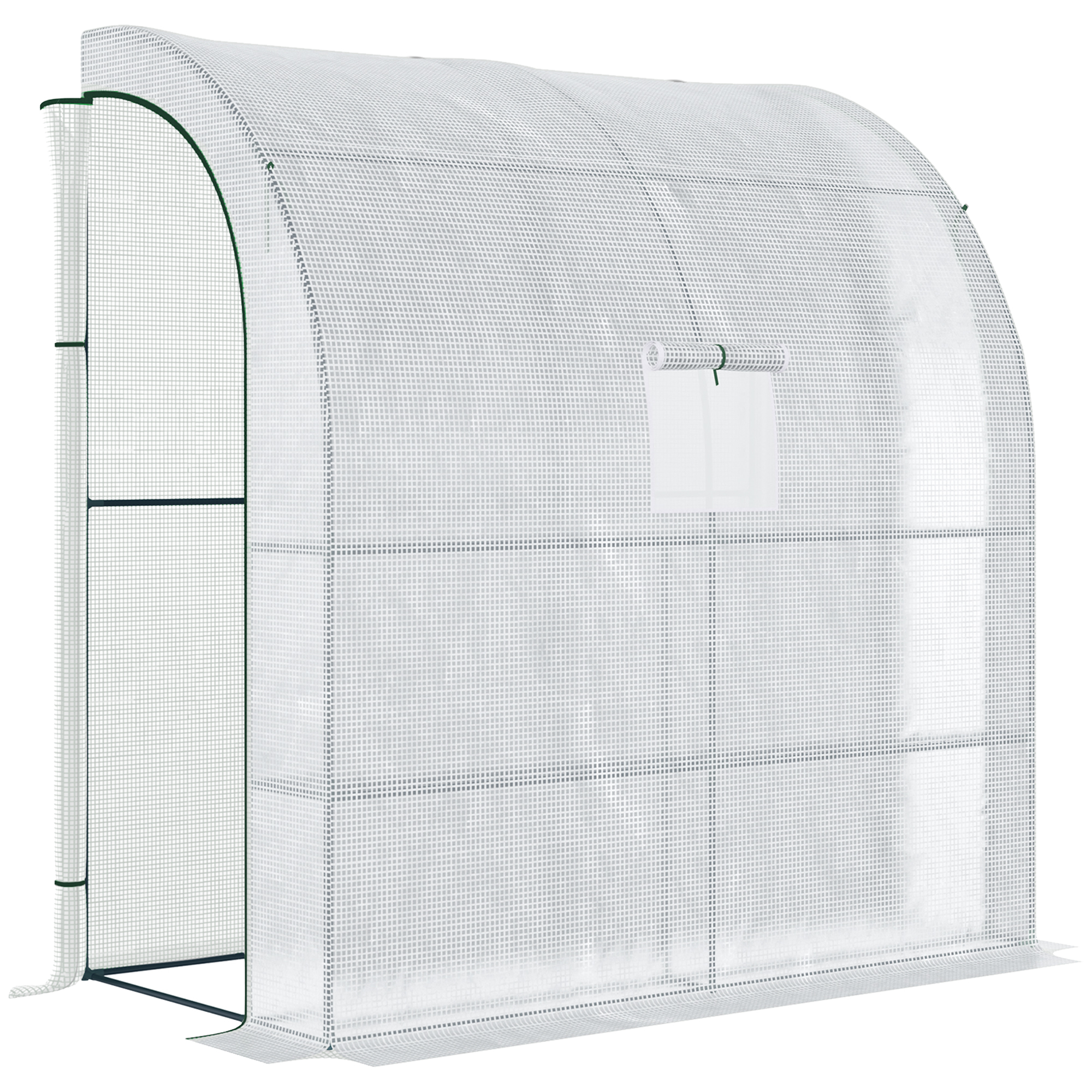 Gradina & balcon -  7' x 3' x 7' Outdoor Walk-In Greenhouse, Plant Nursery with Roll-up Windows, PE Cover, and 3 Wire Shelves, White