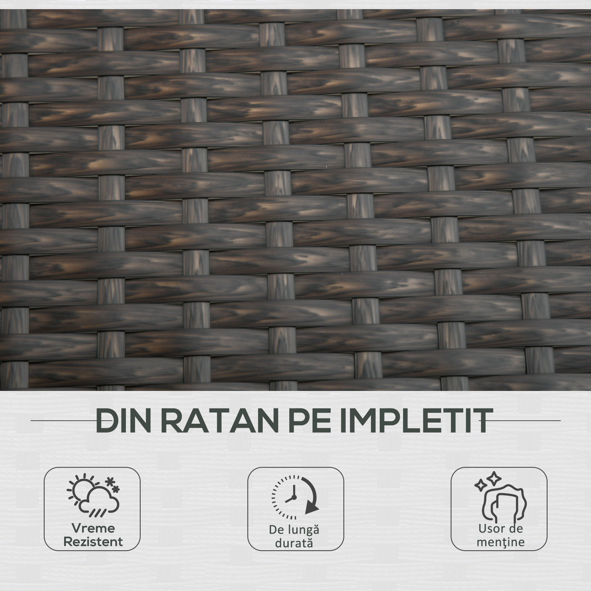  Sezlong cu 2 Locuri din PE Ratan Maro cu Saltea Alba 195 x 120 x 28 cm [3]