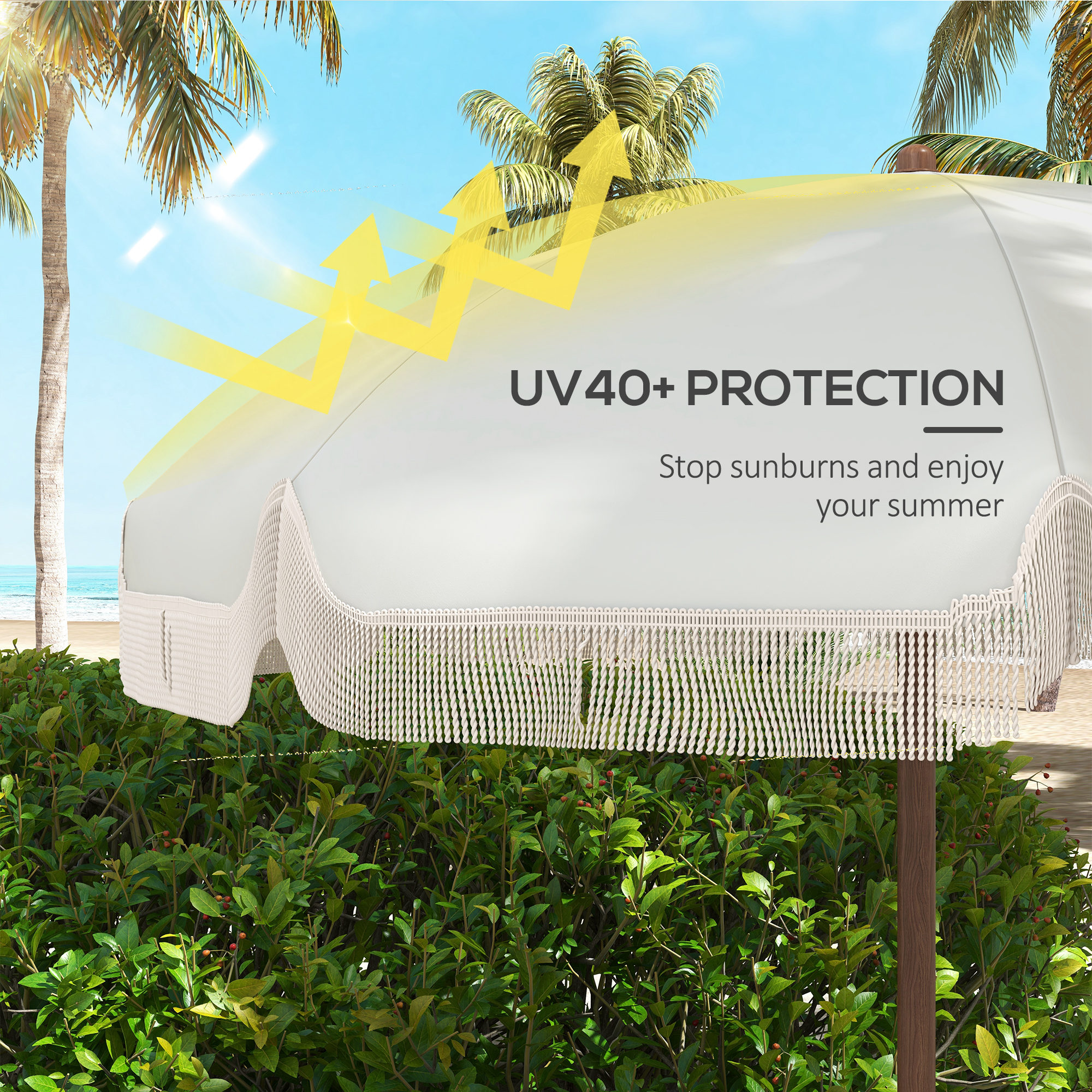  - Umbrela de plaja compacta, cu protectie UV40+ si husa de transport, gri deschis [3]