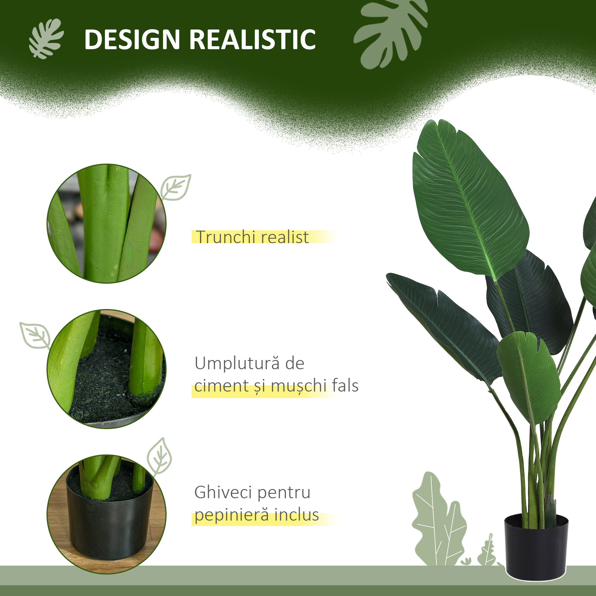  Planta Artificiala Strelitzia - 120 cm pentru Interior/Exterior [3]