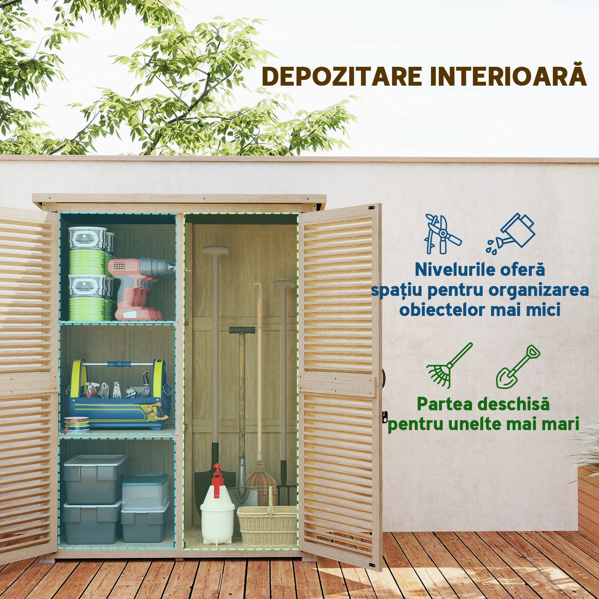  Magazie de Gradina din Lemn, Dulap de Depozitare [3]