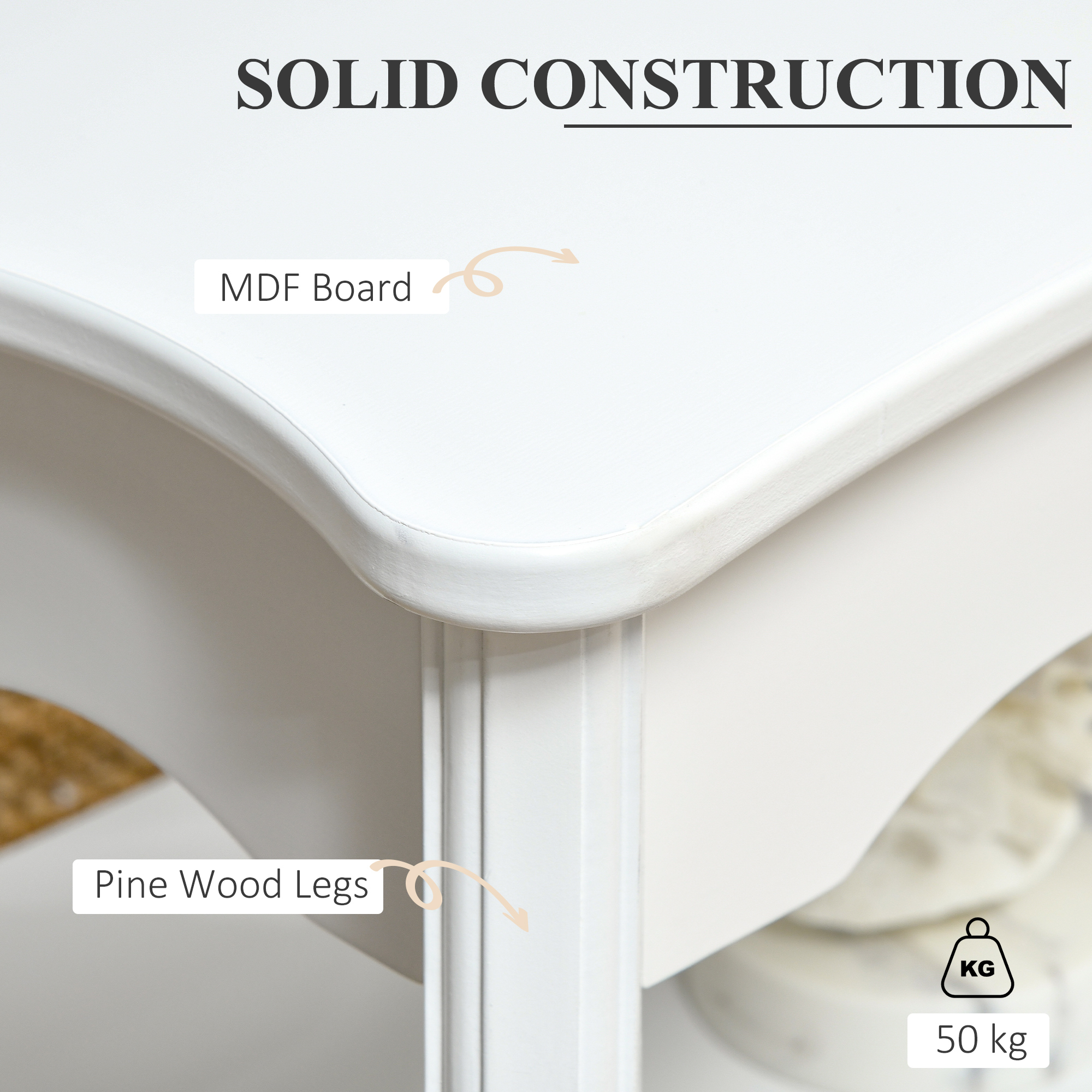  masa pentru cafea, din lemn, 94x44x42 cm, alba [4]