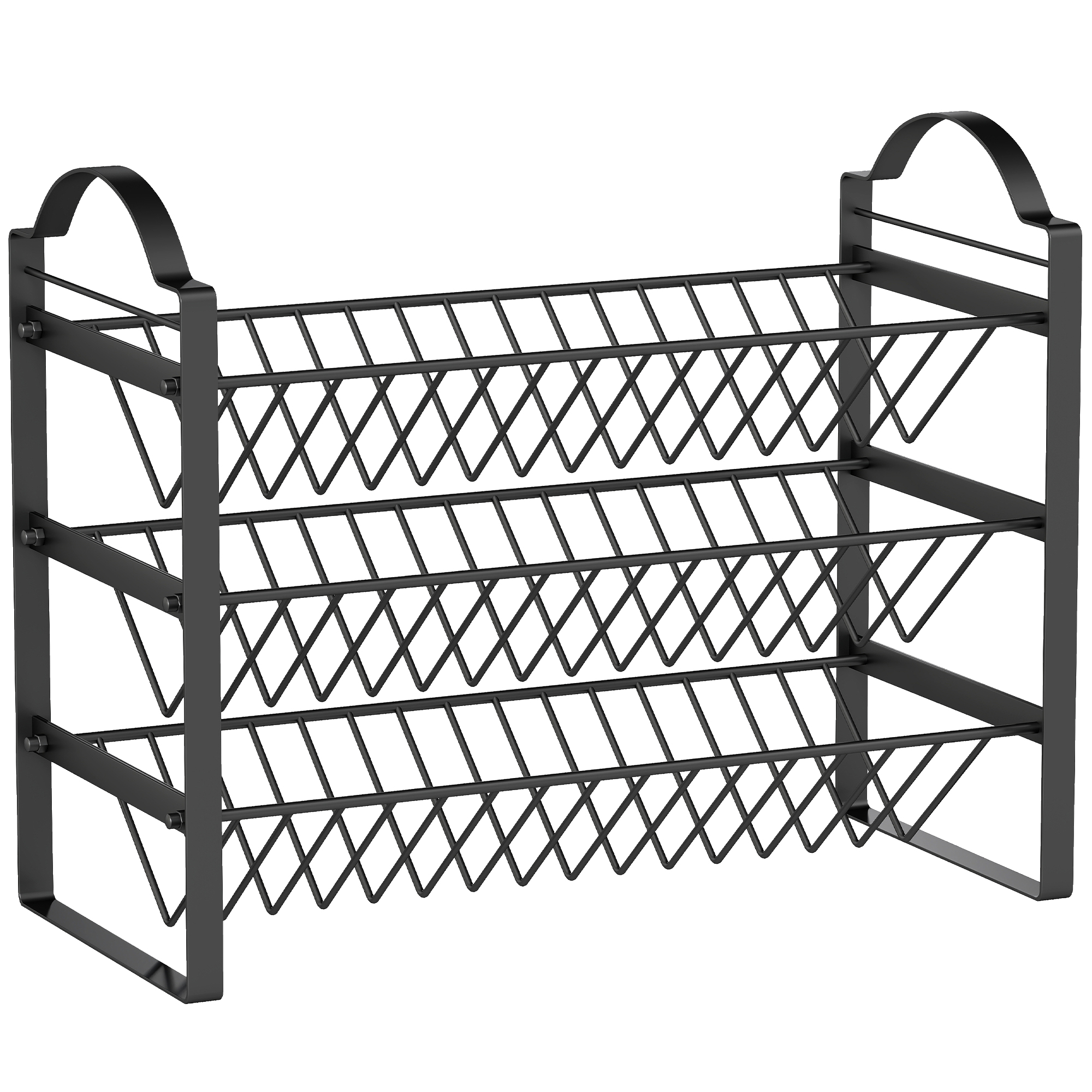 Bucatarie -  Suport pentru Condimente de Bucatarie cu 3 Rafturi inclinate din Metal Negru