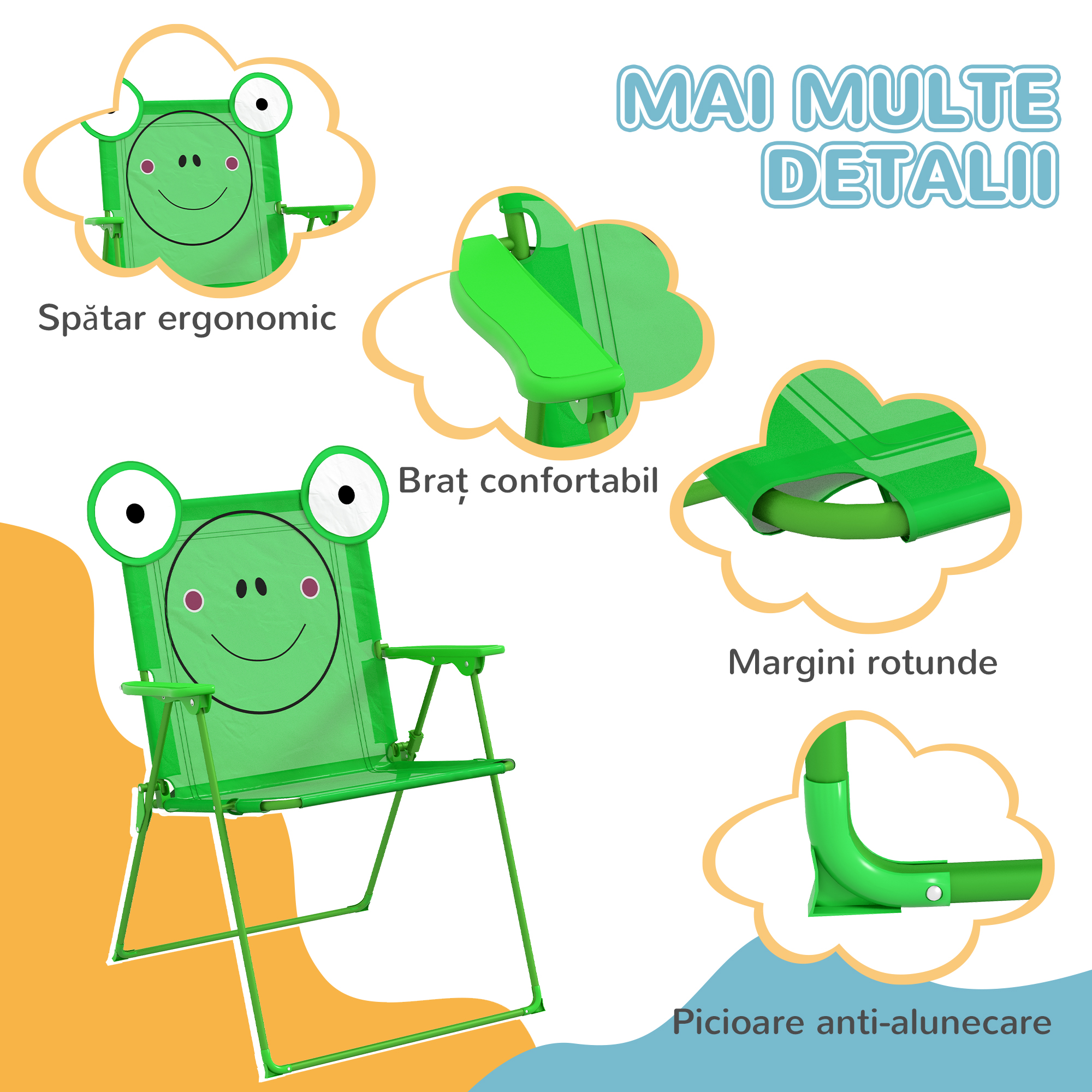  Set Masa de Gradina cu 2 Scaune Pliabile si Umbrela pentru Copii [6]