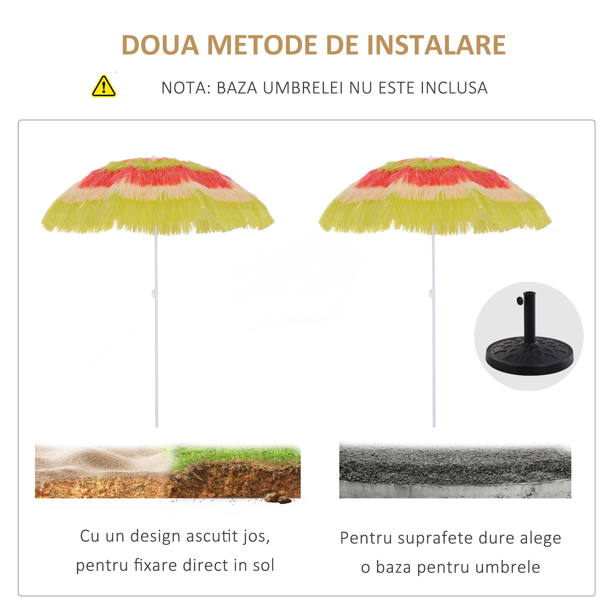  Umbrela Hawaiana Portabila, Acoperitoare Ø160cm, Impermeabila, inaltime pana la 180cm [6]
