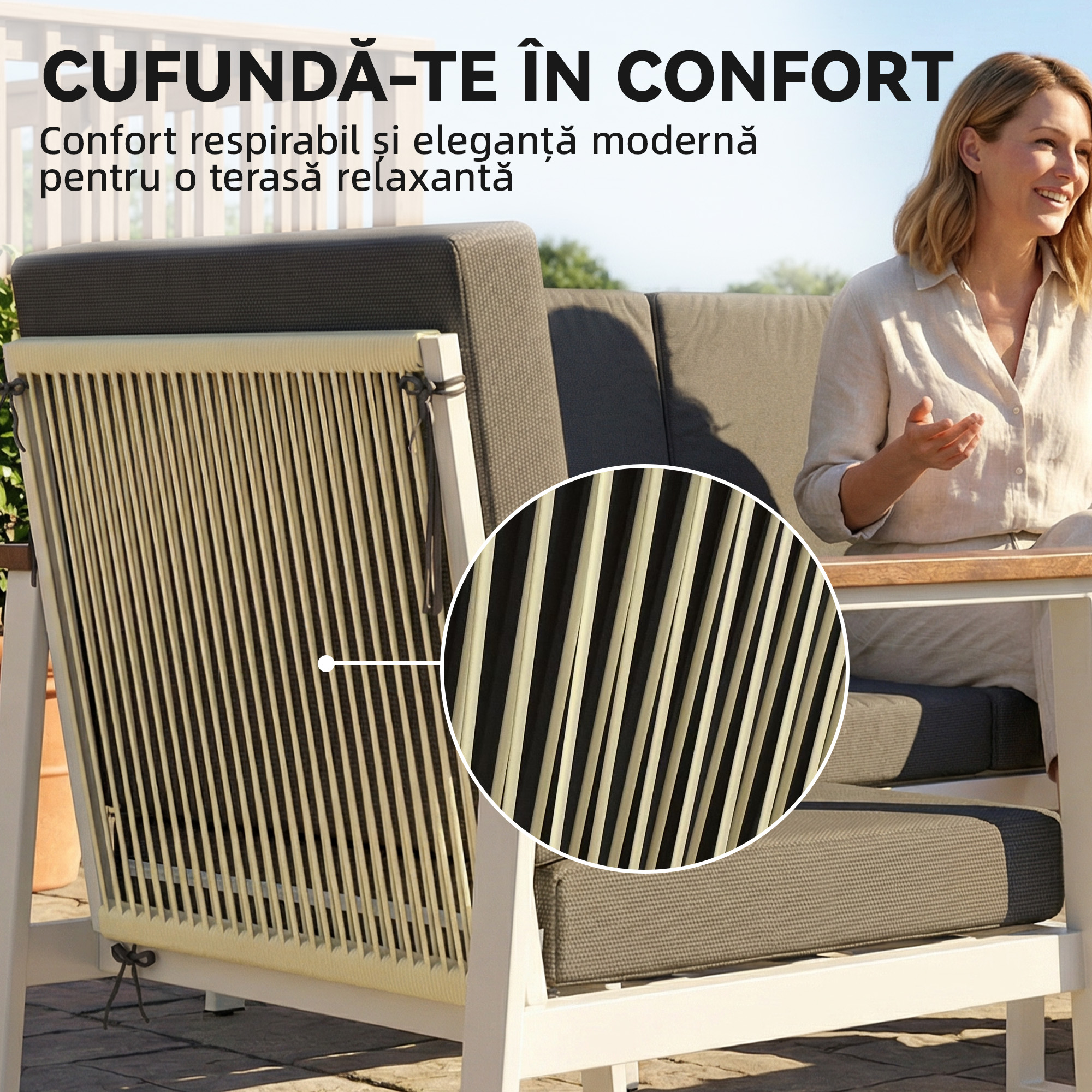  Set Mobilier Gradina 4 Persoane: 2 Fotolii, Canapea, Masuta [4]