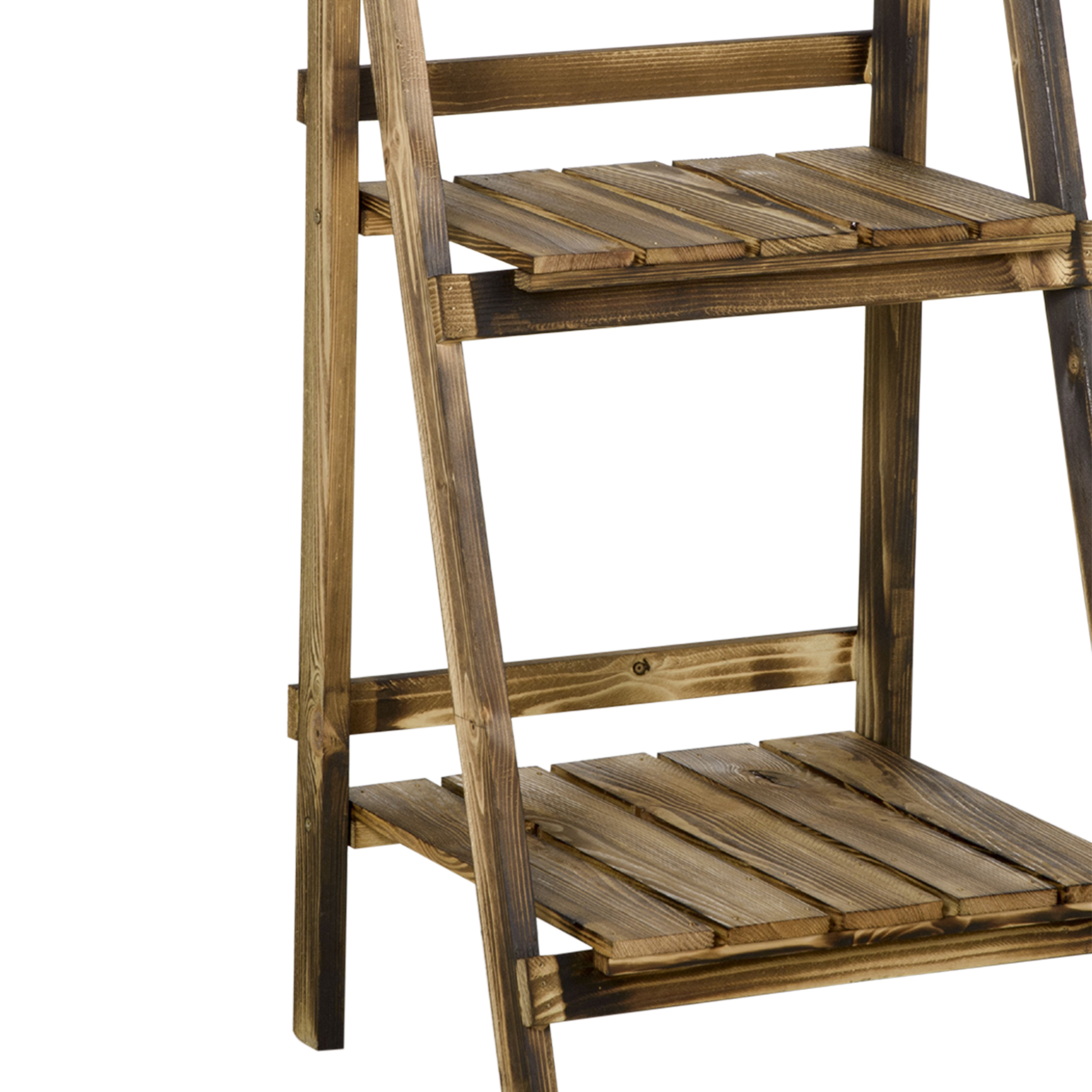  Suport pentru Plante Pliabil, Jardiniera cu 3 Niveluri, Raft de Exterior pentru Plante, 40x37x93 cm, Lemn Natural [8]