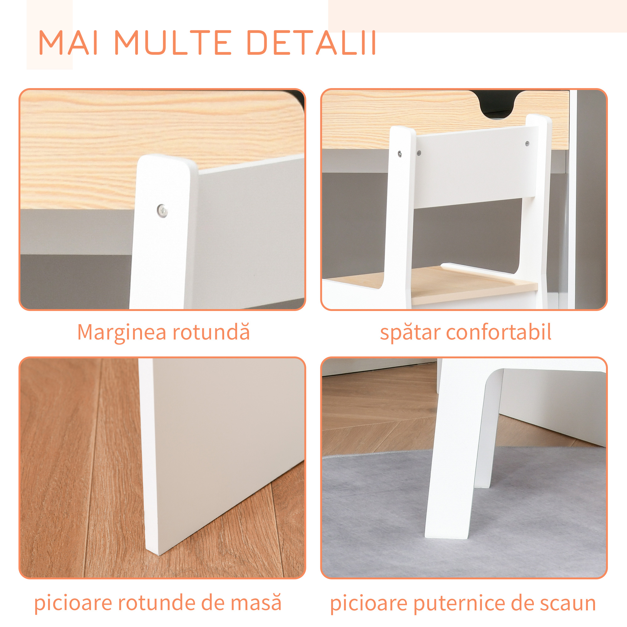  Set Birou si Scaun pentru Copii 6-10 Ani cu Raft si Sertar [6]