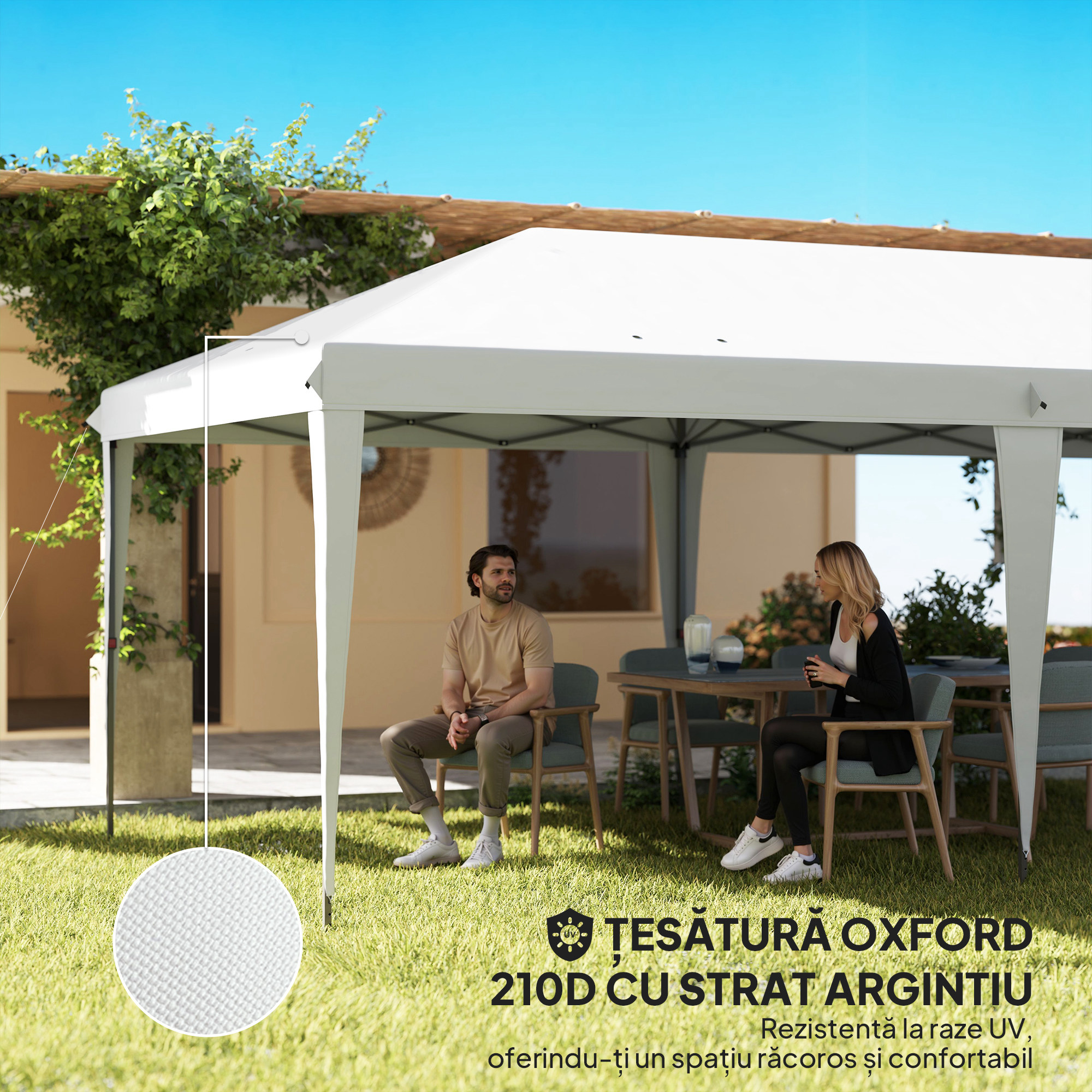  Foisor 6 x 3 m pentru gradina, pop-up pliabil, geanta inclusa, otel epoxidic, Oxford, densitate mare, gri [5]