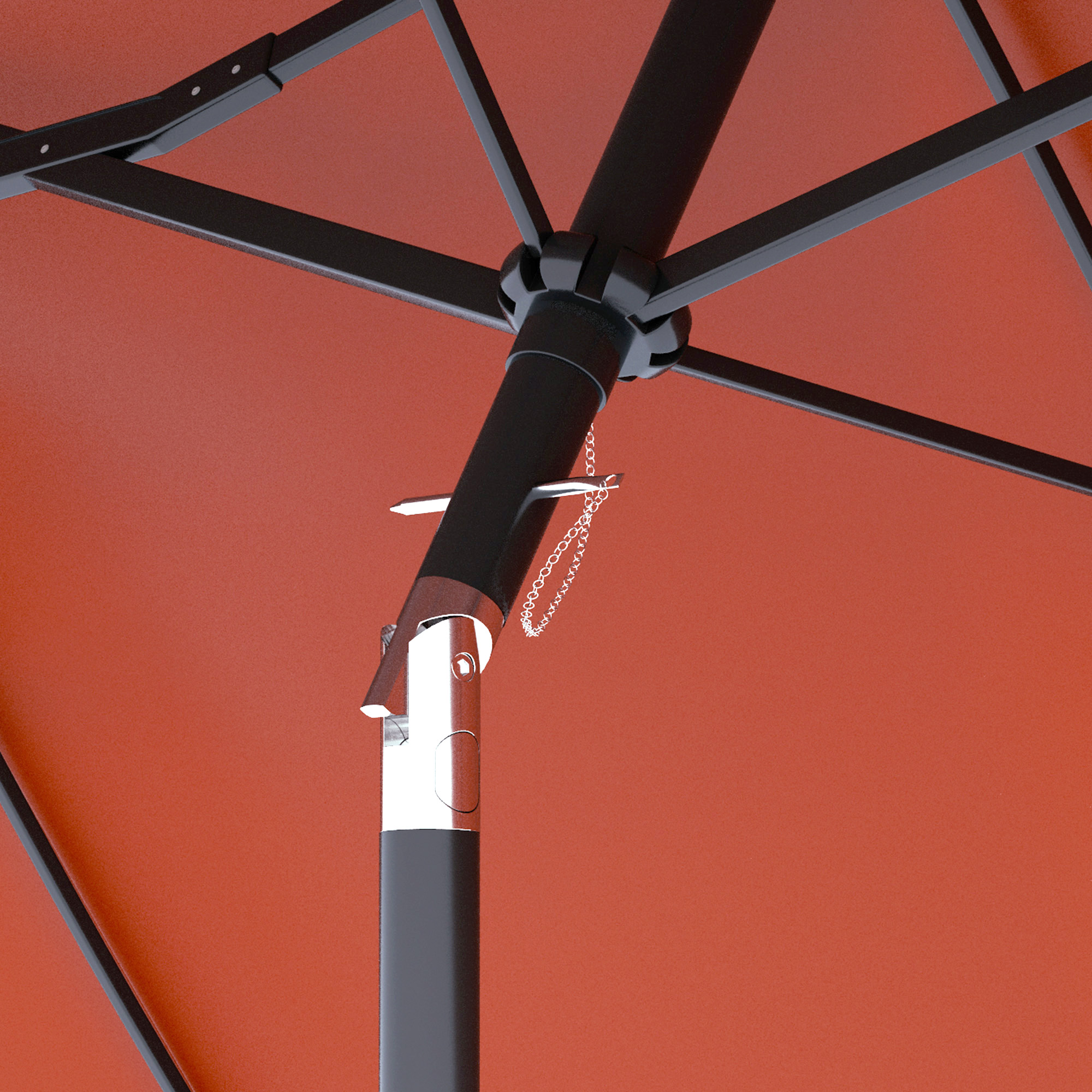  Umbrela de soare de gradina basculabila dubla cu deschidere cu manivela, copertina cu orificii de ventilatie si 12 nervuri, 295x152x222cm, rosu [8]