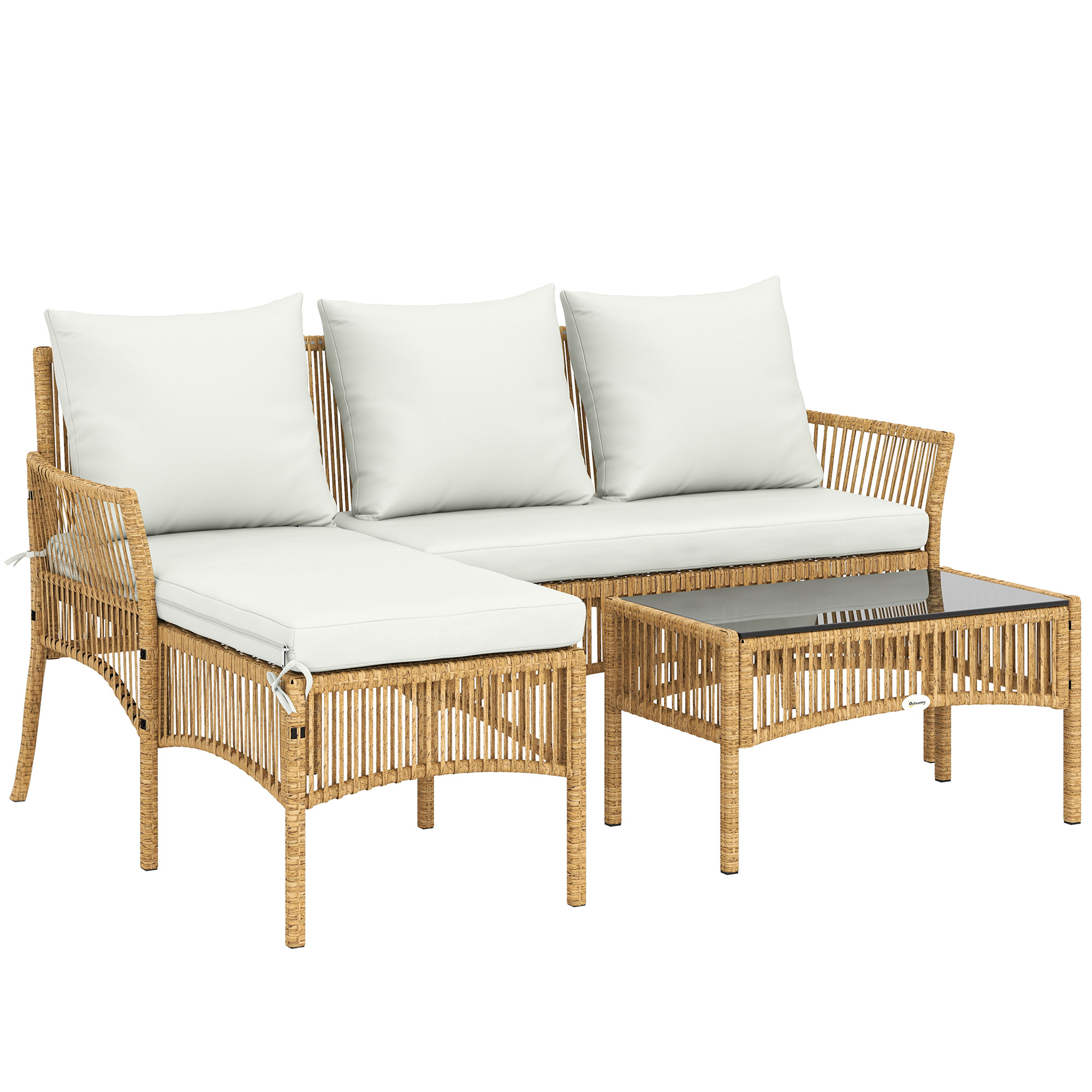 Gradina & balcon -  Set de Mobilier de Gradina, Set de Gradina 3 Piese, Crem Natural