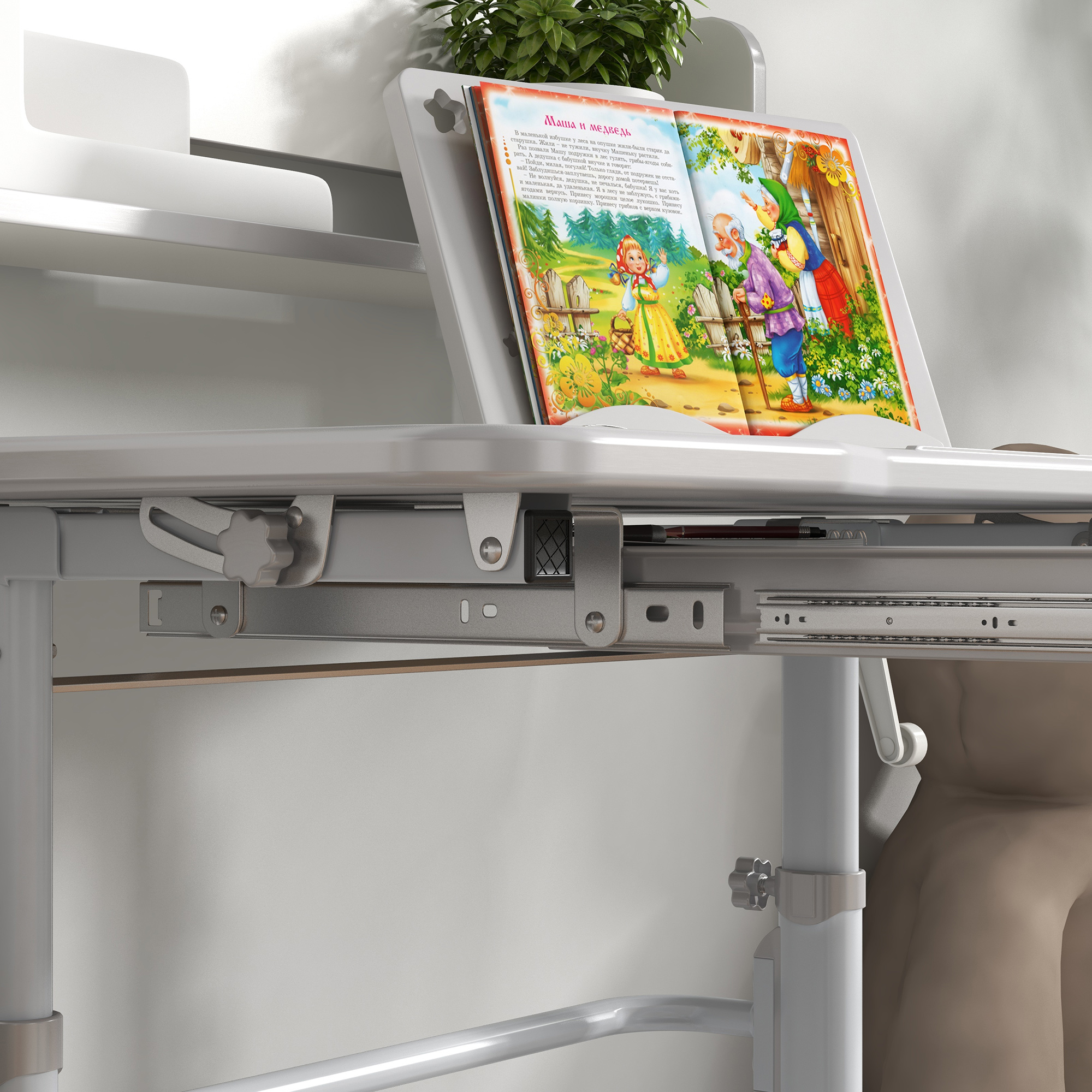  Set Birou si Scaun pentru Copii Reglabil in Inaltime Birou de Studiu pentru Copii pentru Scoala cu Sertar Raft pentru Carti Masa cu Unghi Reglabil Covoras [8]