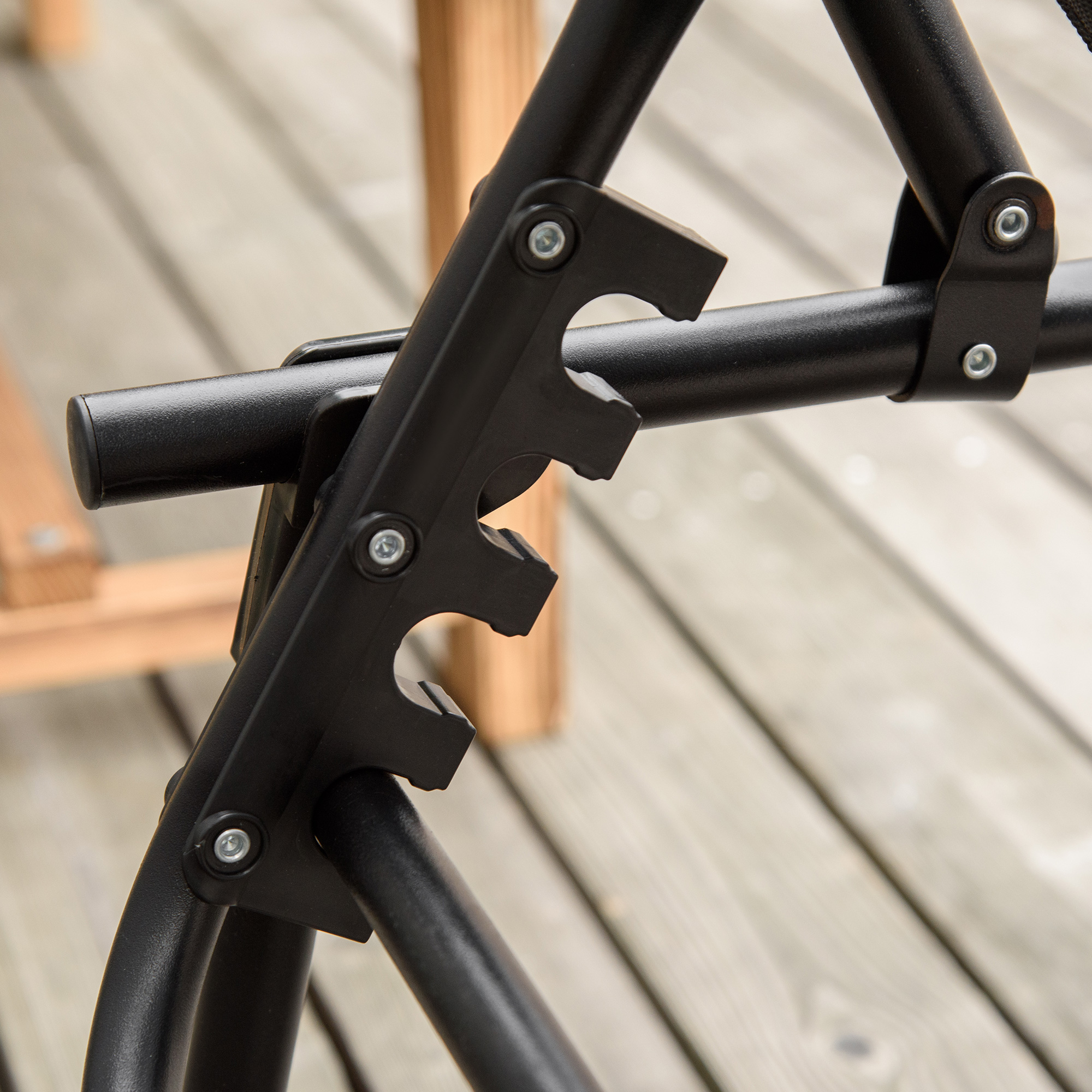  Sezlong Portabil din Otel si Tesatura tip Plasa Respirabila cu Spatar Rabatabil in 4 Pozitii, 189x58x30 cm, Negru [7]