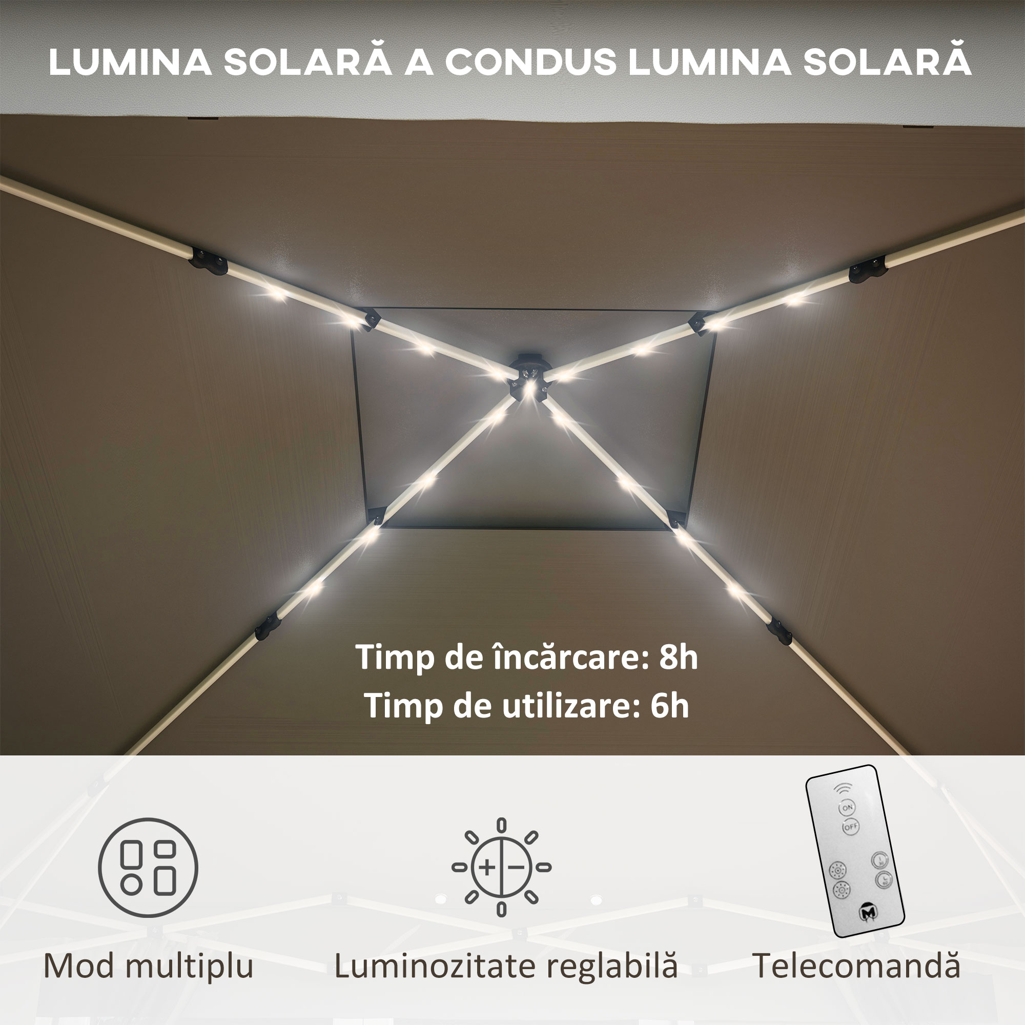  Foisor tip pop-up 3 x 3(m) cu 20 lumini LED, Gri [3]