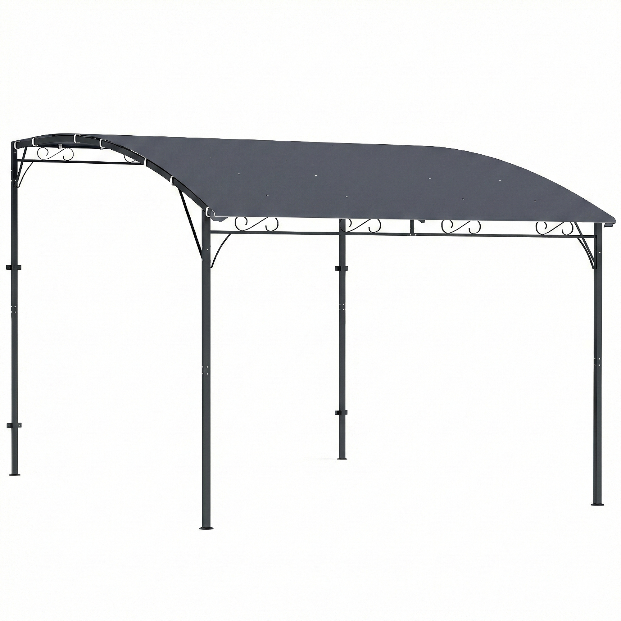 Gradina & balcon -  Pergola Gazebo 3.8x2.8m cu 16 Gauri de Drenaj, Pergola din Metal si Poliester 180g/m² cu suruburi, pentru Exterior, Gradina, Terasa si Patio, UV 30+, Gri