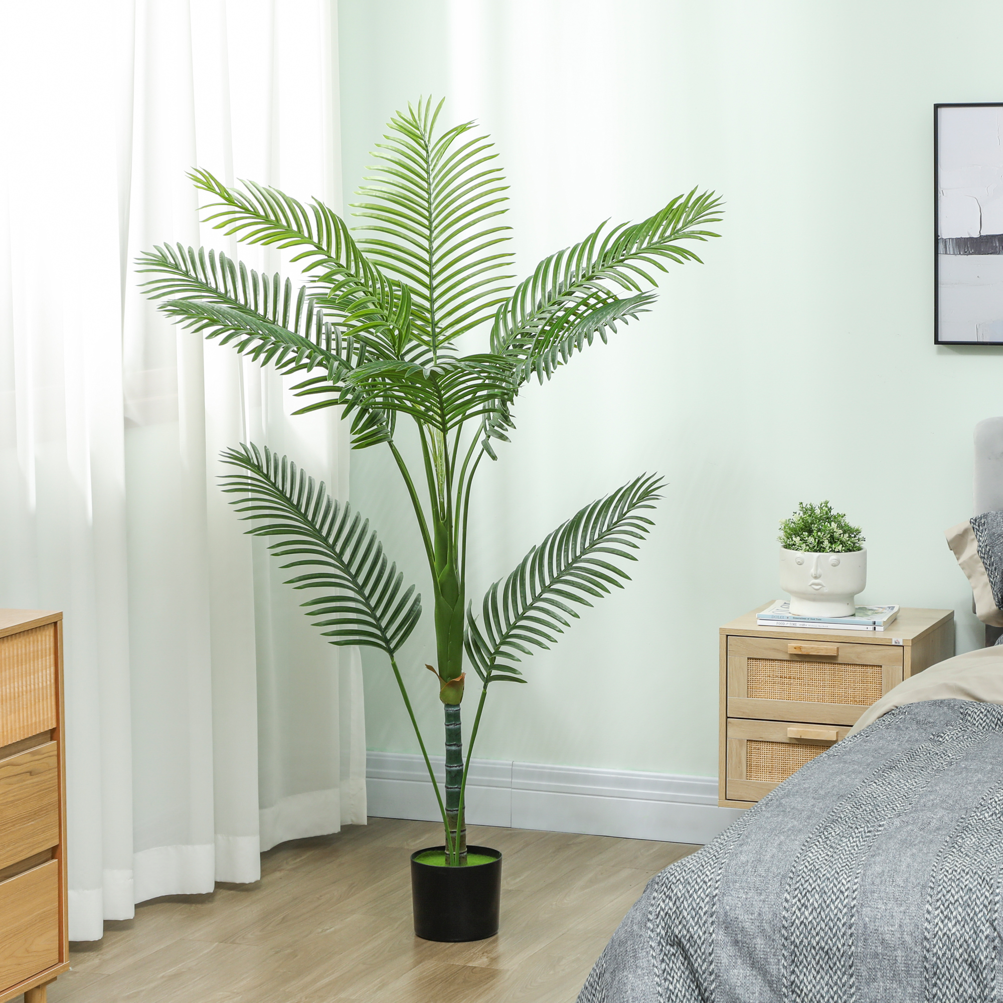  Palma Artificiala Areca inalta de 150 cm pentru Interioare cu Vas Verde [8]