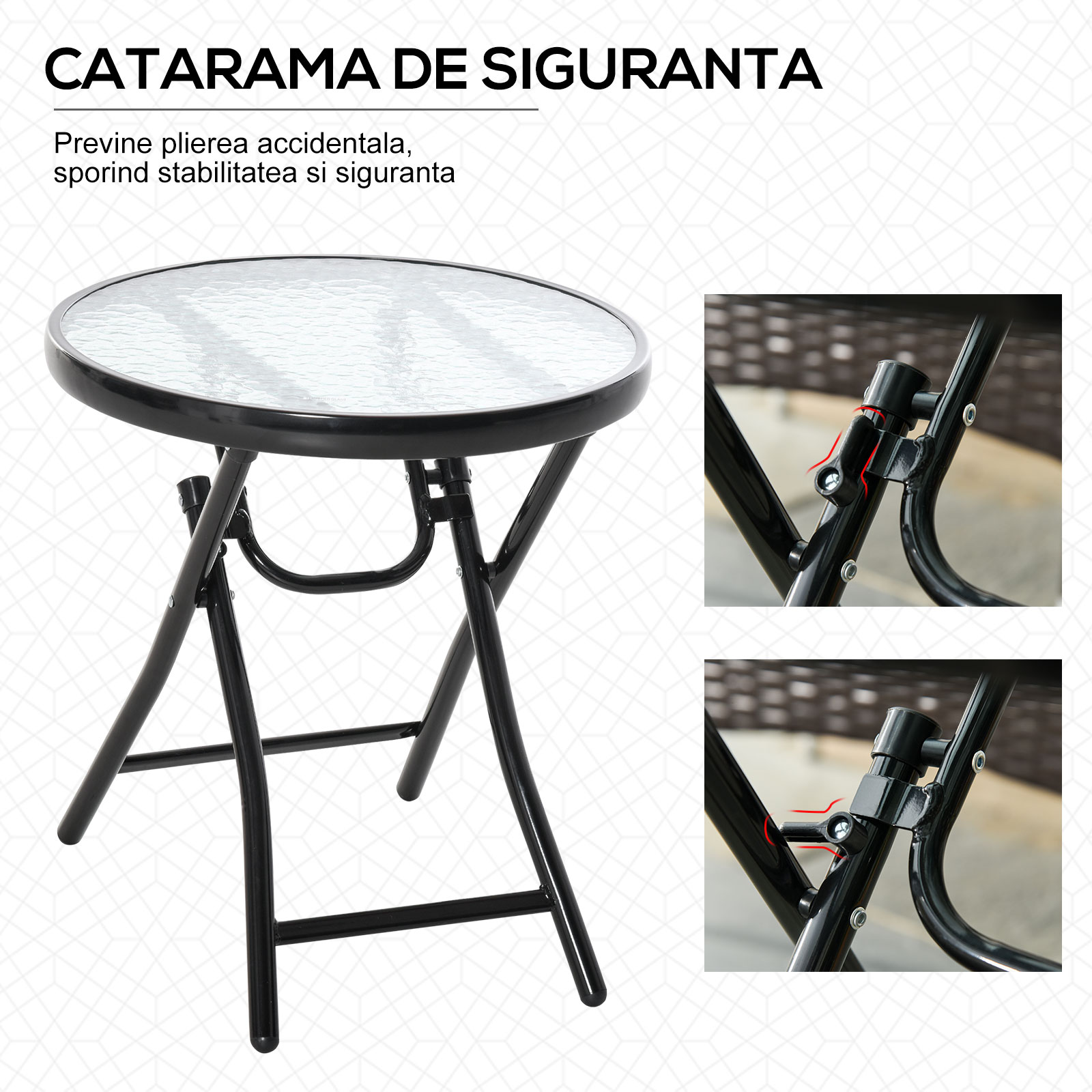 masa pliabila pentru gradina, blat sticla, neagra [3]